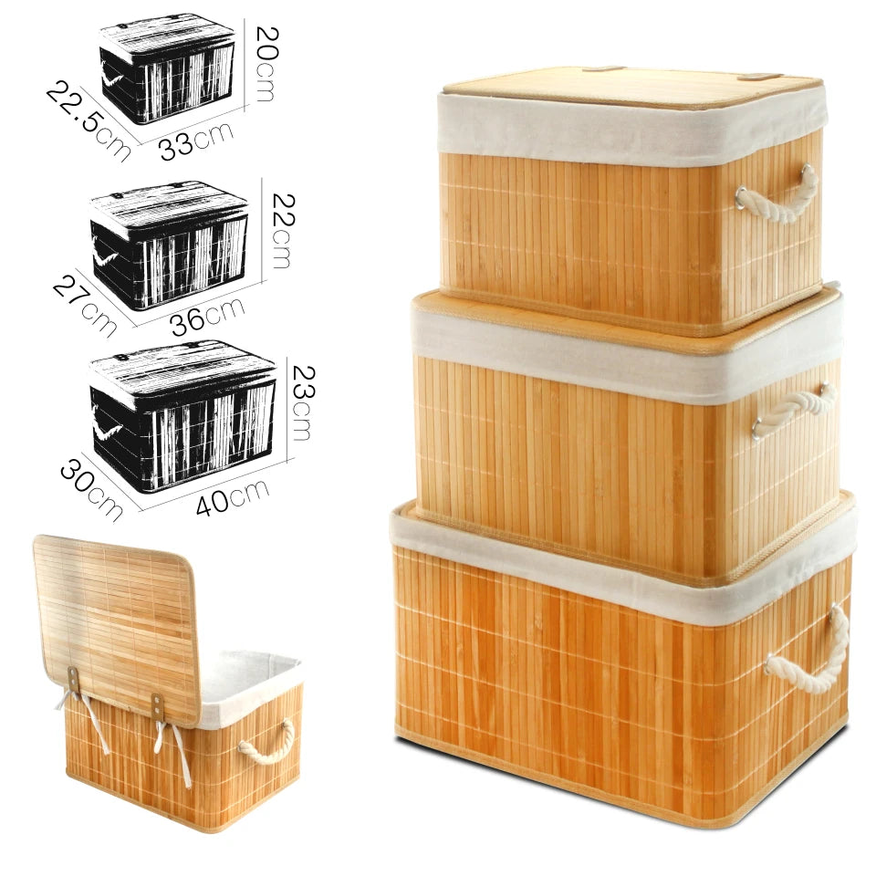 Cesto de Bambú con Tapa para la Ropa Sucia Compartimento Cubo Colada Lavanderia Plegable con Asa de Cuerda Cesta de Almacenamiento Organizador Cubierta Bolsa Extraíble Laundry Basket
