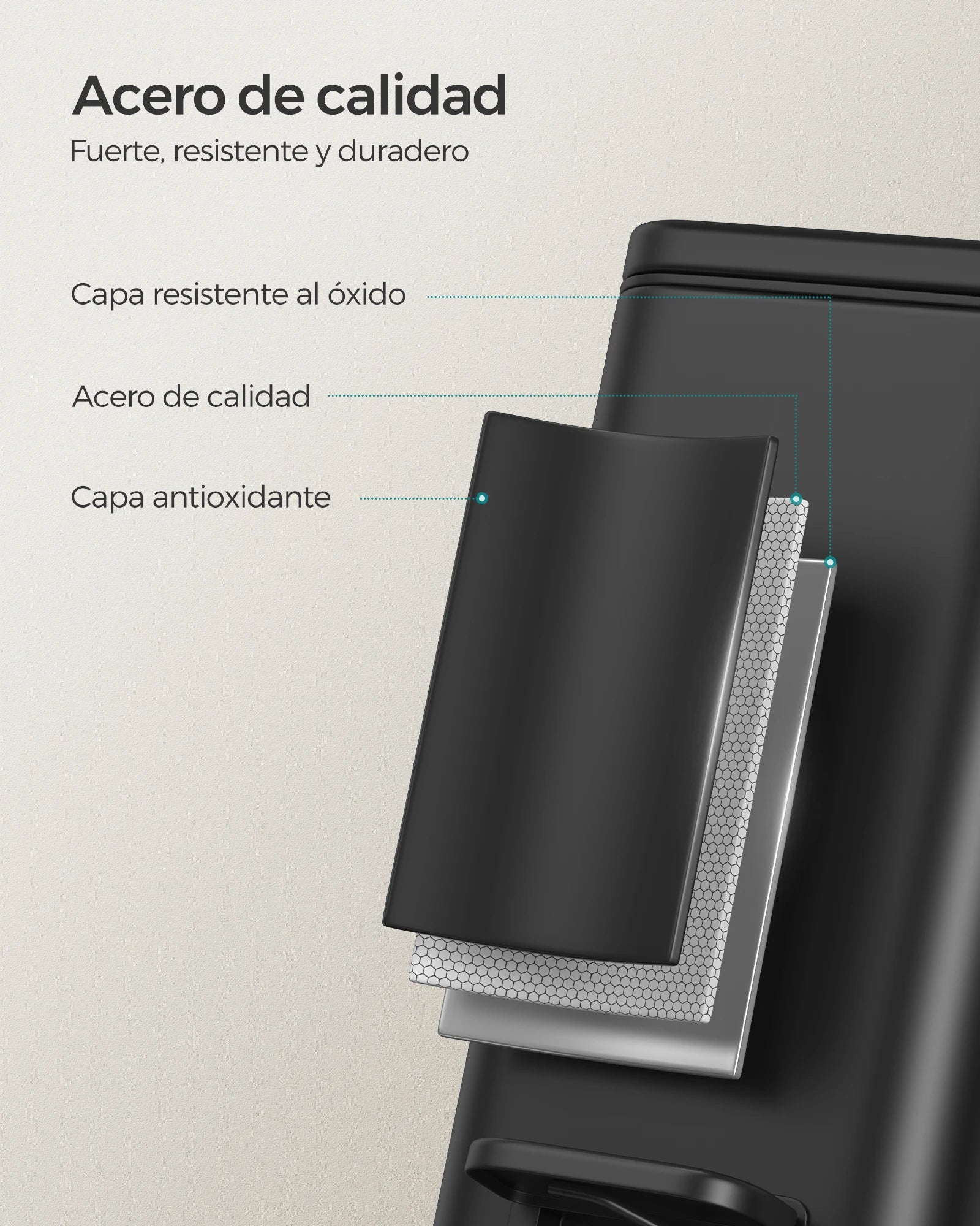 SONGMICS Cubo de Baño, Cubo Basura Pequeño de 5 L con Tapa, Cubo de Inodoro con Pedal, Delgada para Espacios Pequeños, Acero, Cierre Suave, Negro/Blanco/Plata