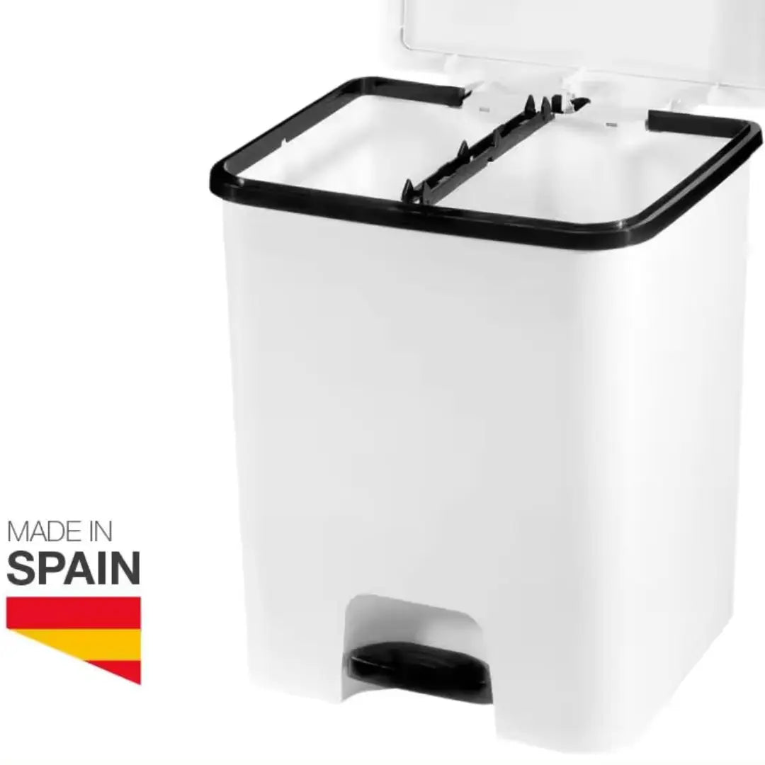 Cubo de Basura con Pedal y Separador 52 Litros GSC Evolution - Blanco y Negro