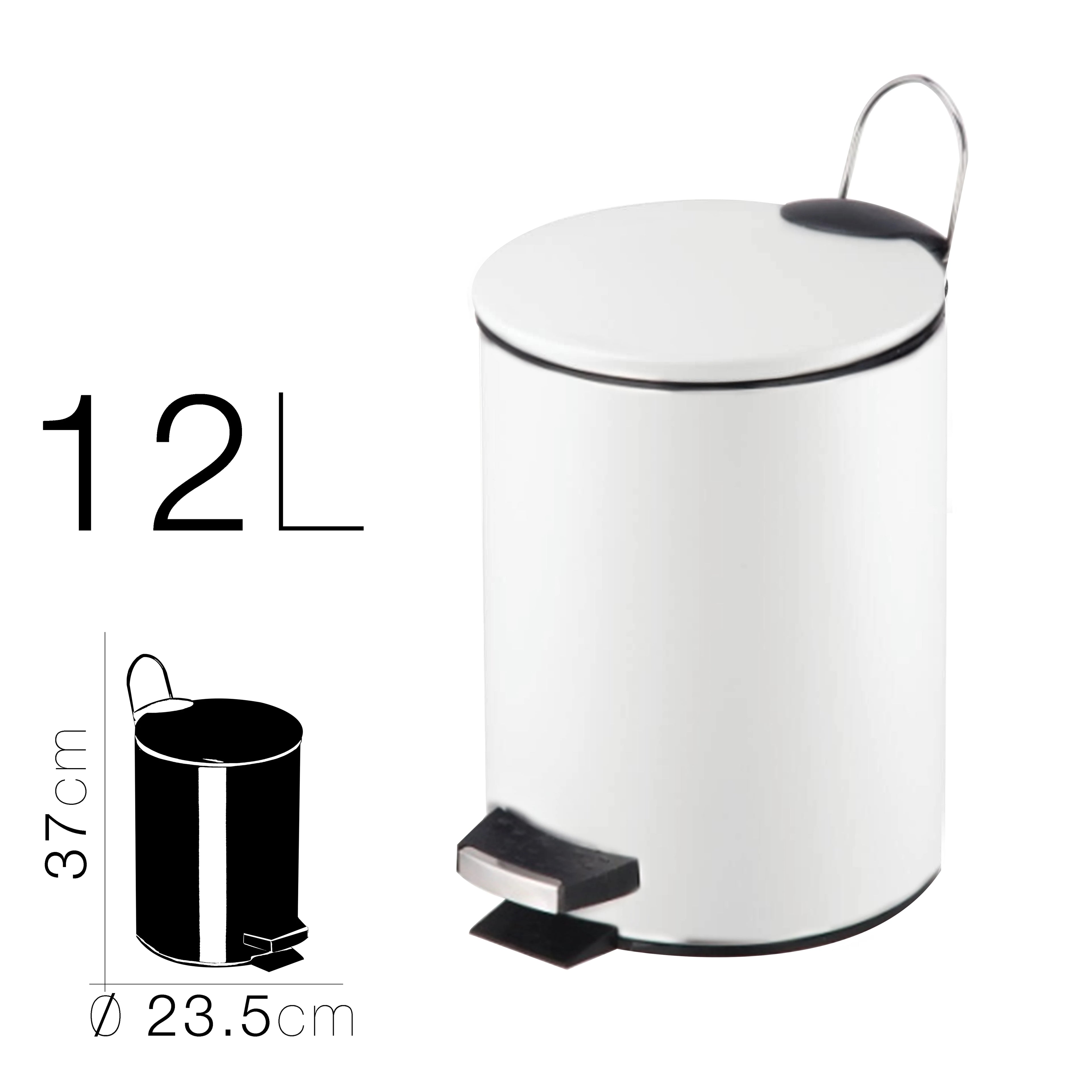 Papelera baño metal plateada, cubo de basura de 3L, 5L, 7L y 12L con pedal de acero inoxidable, papelera moderna de metal para baño con cubo interior de plástico.