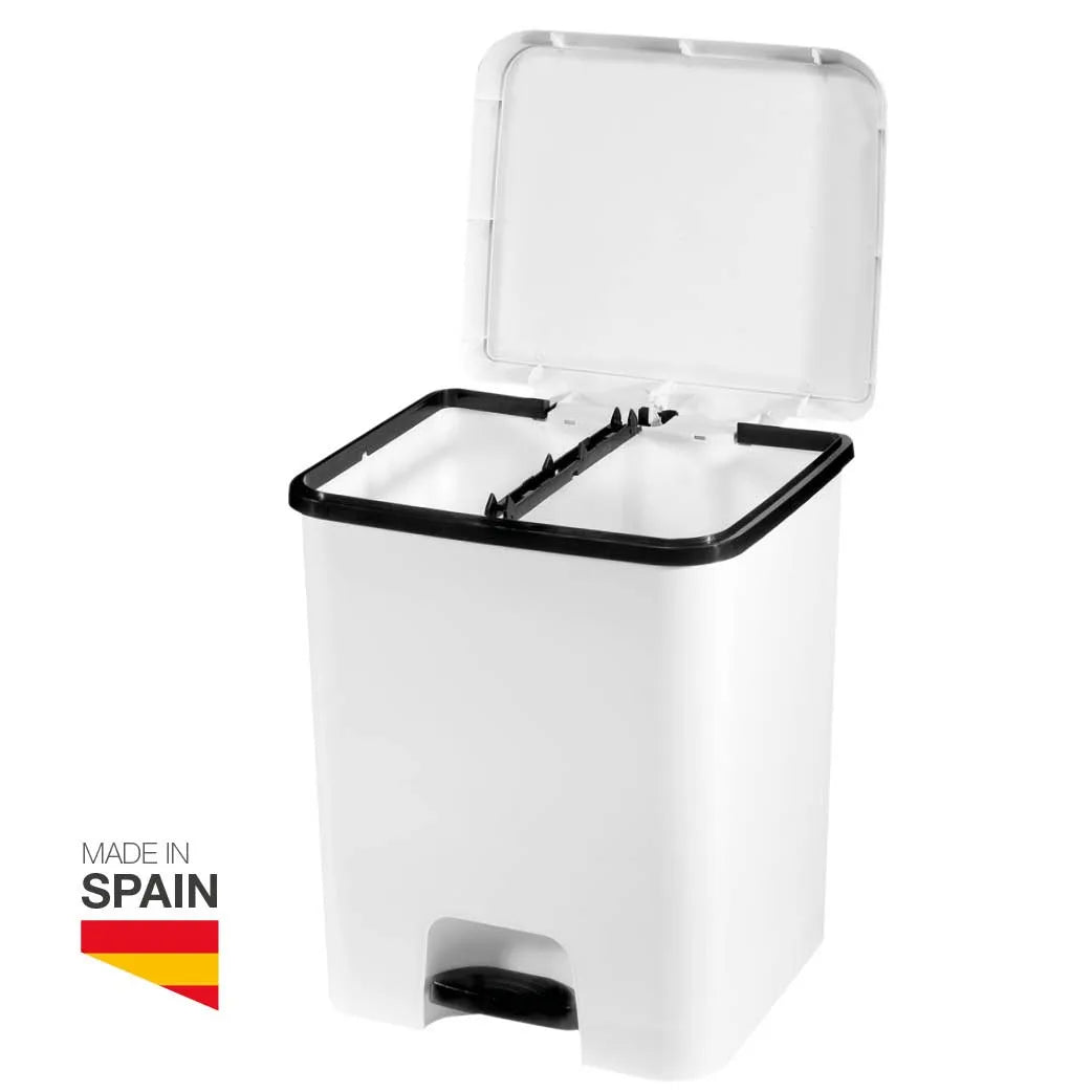 Cubo de Basura con Pedal y Separador 52 Litros GSC Evolution - Blanco y Negro