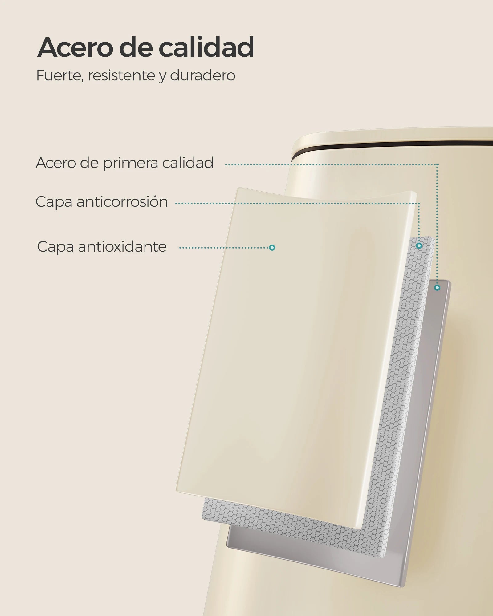 SONGMICS Cubo de Basura, Cubo de Basura de 20/30 L, Cubo de Basura de Cocina de Acero Inoxidable, con Cubo Interior, Cierre Suave y Permanece Abierto, Beige Arena/Negro Tinta/Plata Metálico/Azul Medianoche/Blanco Nube