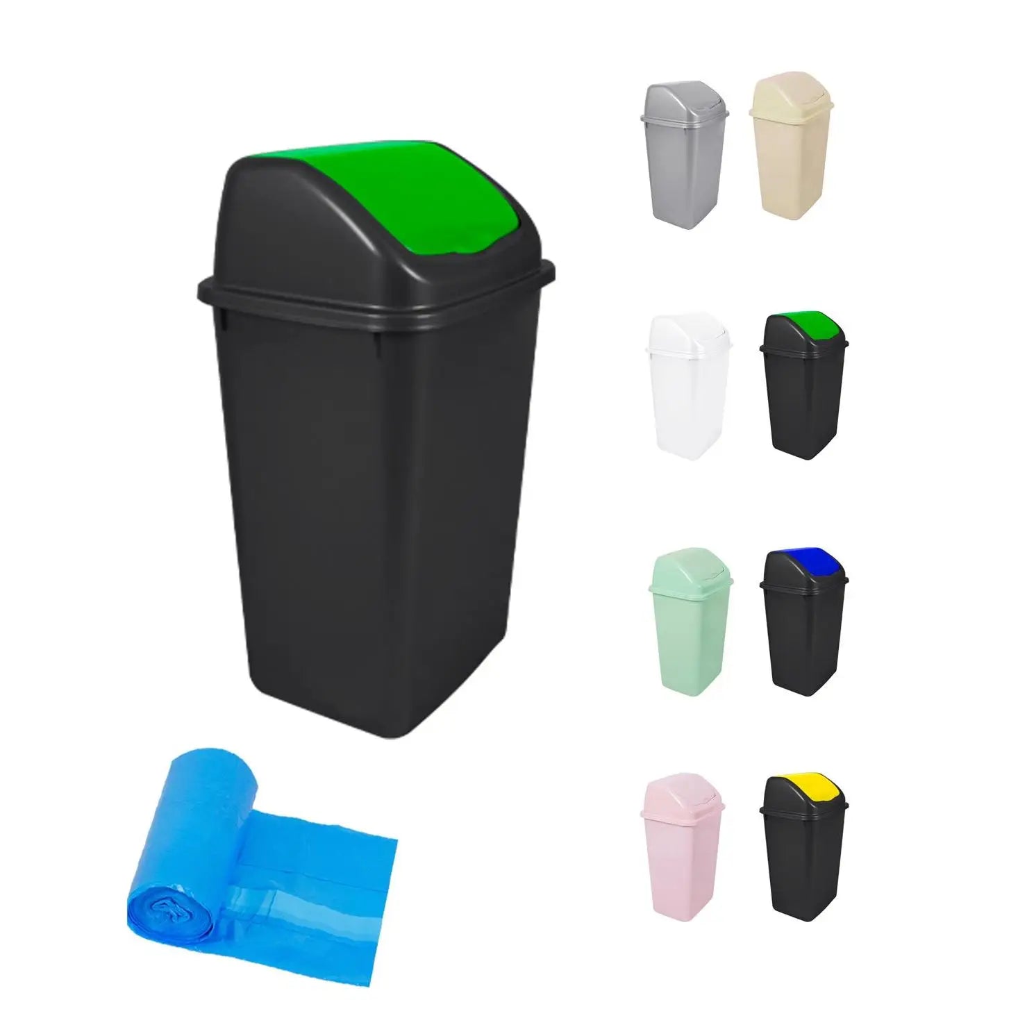 JARDIN202 - Cubo de Basura con Tapadera Basculante - 30/50 Litros - Ideal para Hogar y Oficina