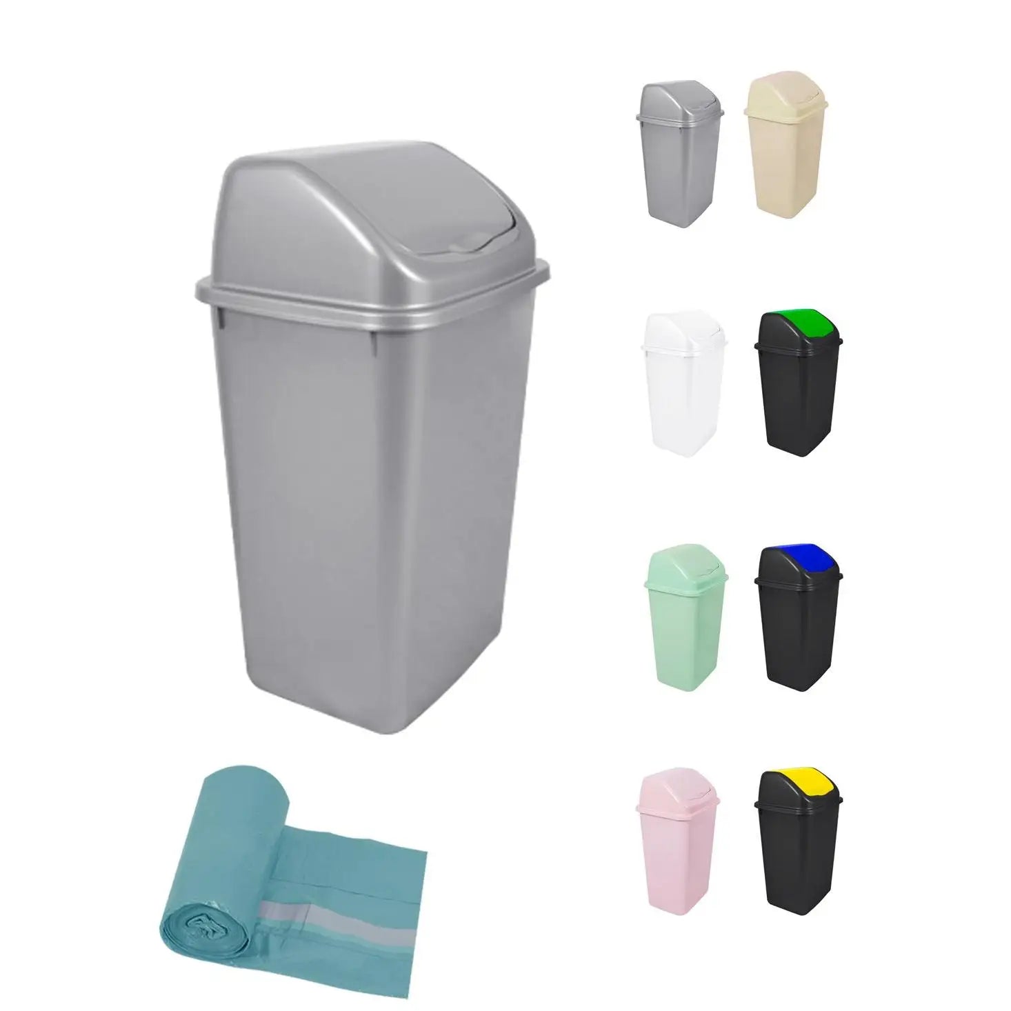 JARDIN202 - Cubo de Basura con Tapadera Basculante - 30/50 Litros - Ideal para Hogar y Oficina
