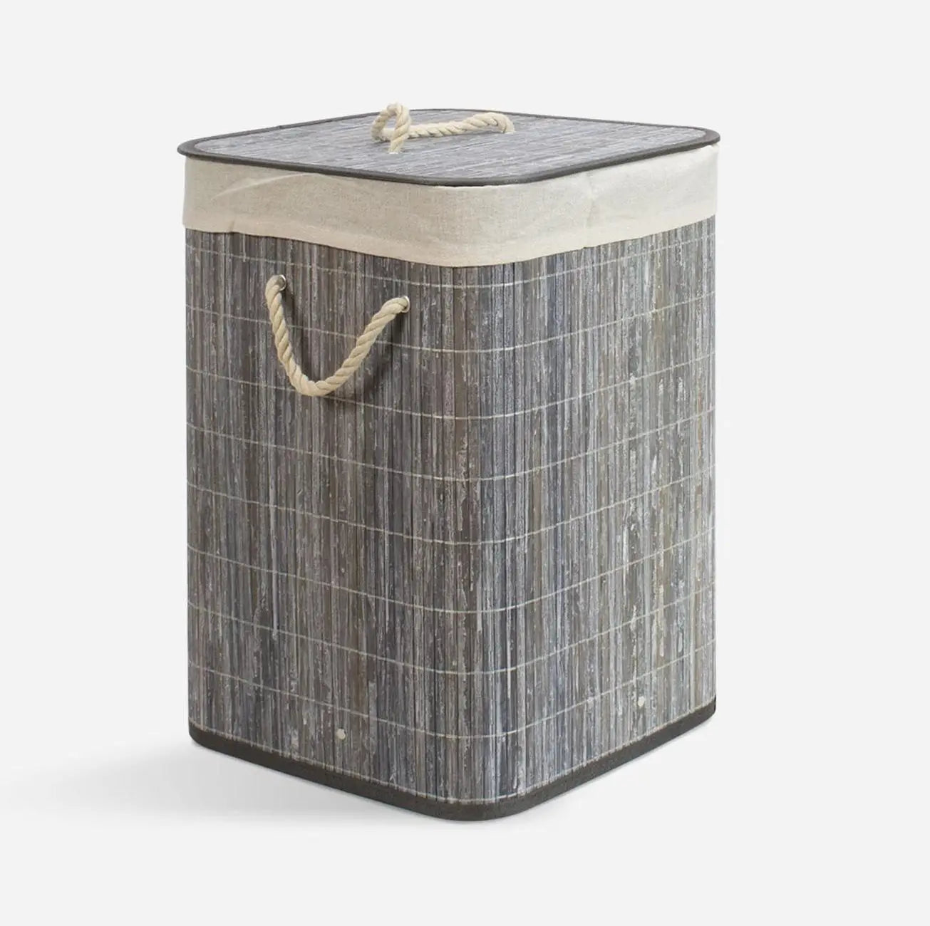 Cesto de Bambú con Tapa para la Ropa Sucia Compartimento Cubo Colada Lavanderia Plegable con Asa de Cuerda Cesta de Almacenamiento Organizador Cubierta Bolsa Extraíble Laundry Basket
