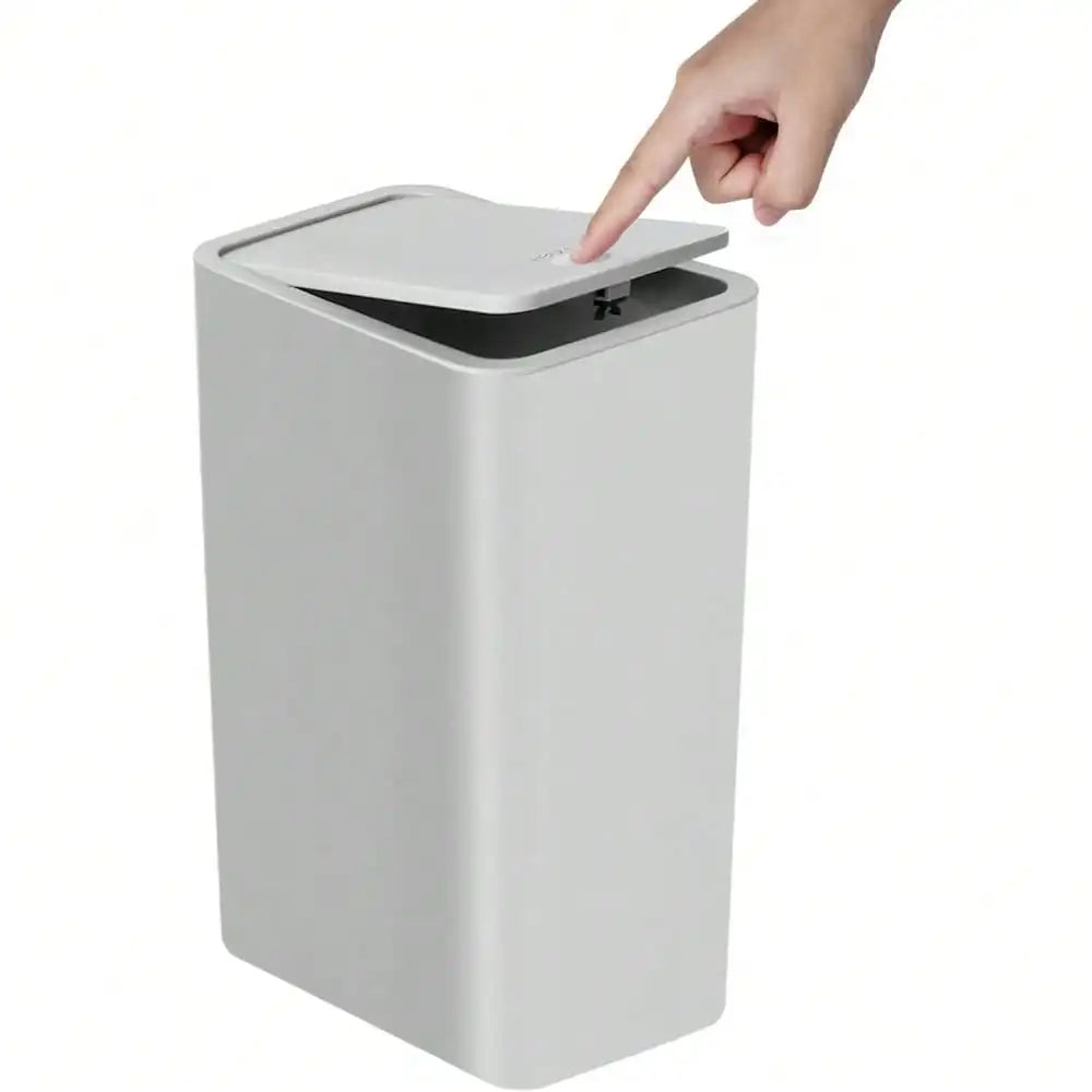 DECODEKO-Basurero de baño con tapa, cubo de basura delgado de 10 litros/2.6 galones, cesta de basura pequeña con tapa desplegable para cocina, dormitorio, sala de estar, oficina
