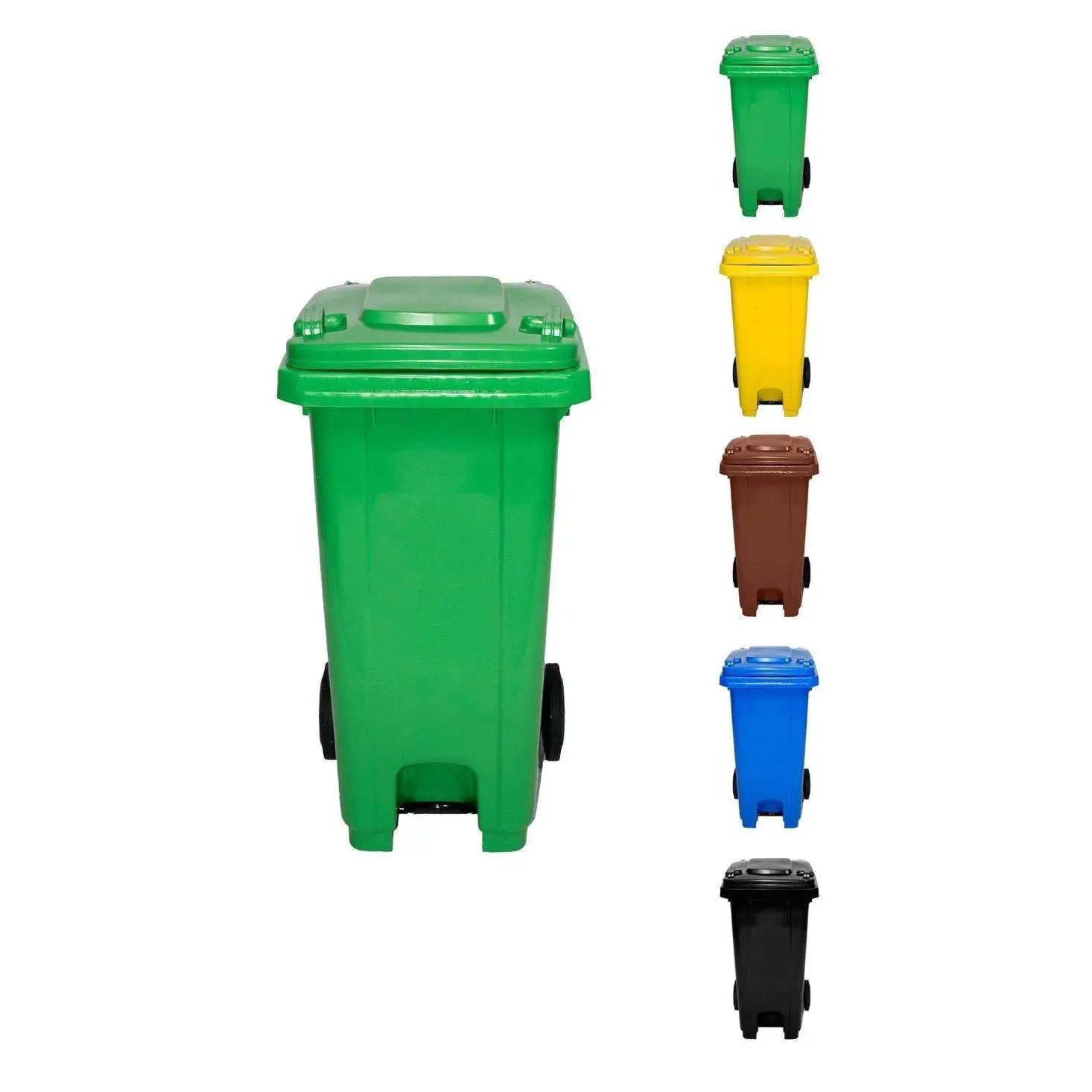 JARDIN202 - Cubo de Basura  120 Litros con Pedal y Ruedas |  Contenedor de Basura Robusto con PEDAL
