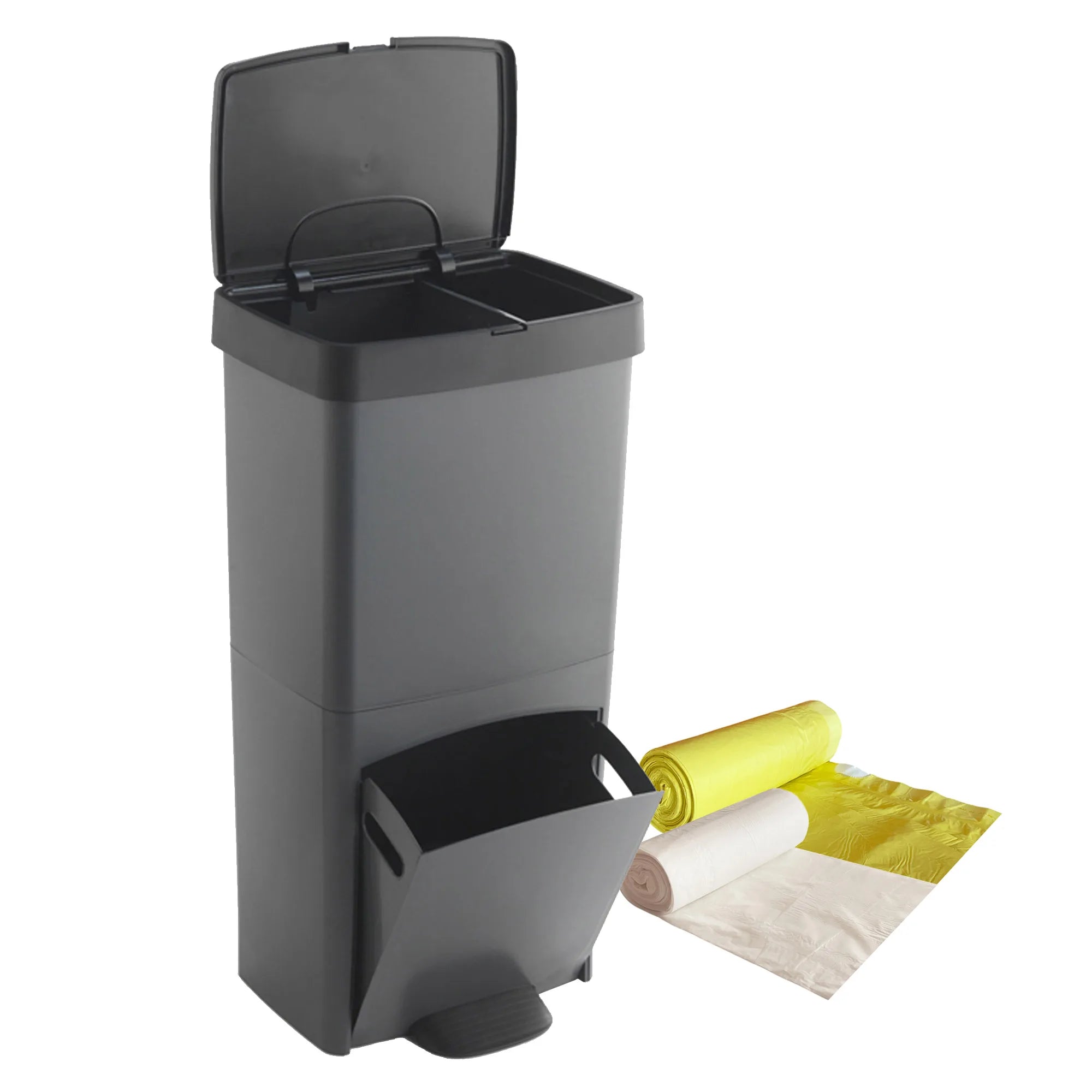 Cubo de Basura de Reciclaje Wellhome 70L Plástico 2 Aperturas
