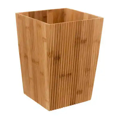 Factory Cuadros Cubo de Tierra Desconocido 6L - Fabricado en Bambú - Color Beige - Papelera de Baño