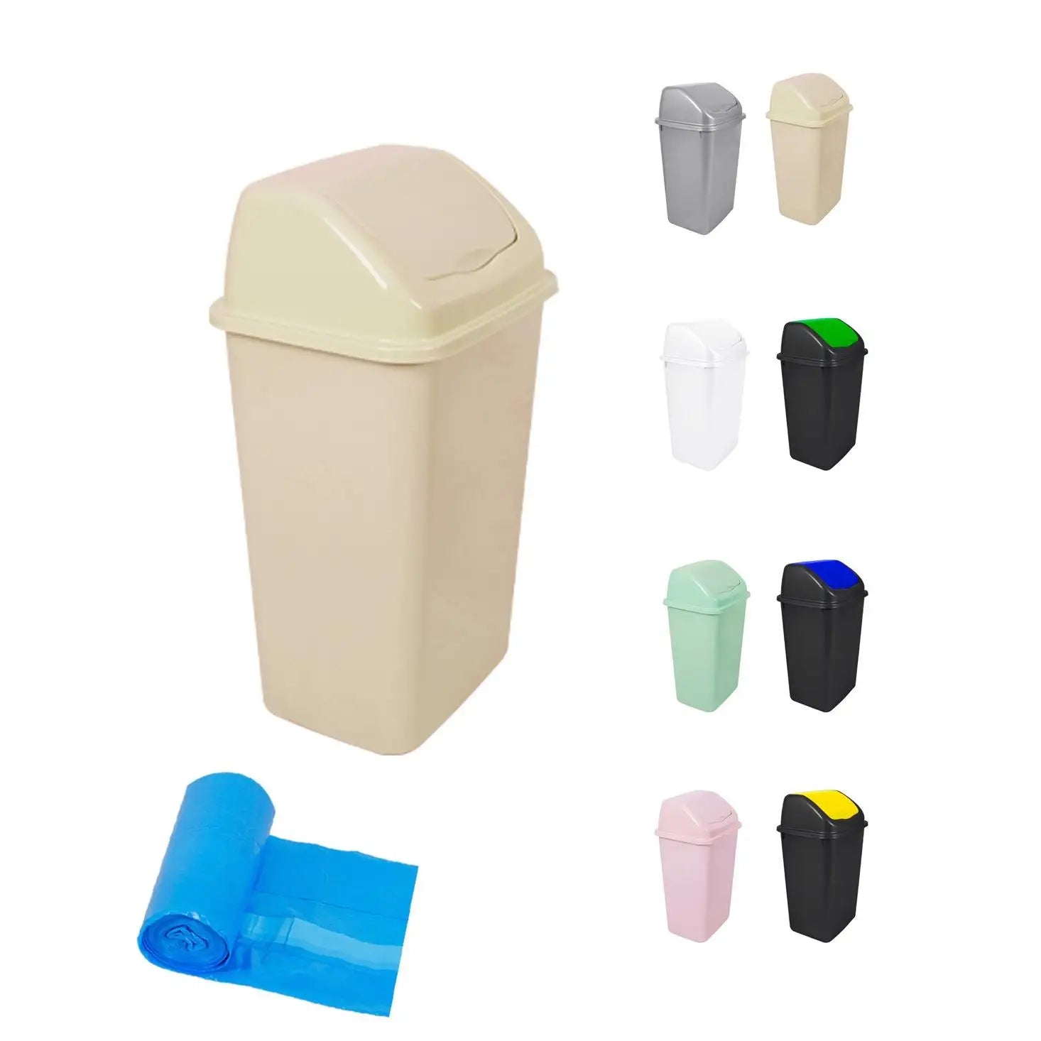 JARDIN202 - Cubo de Basura con Tapadera Basculante - 30/50 Litros - Ideal para Hogar y Oficina