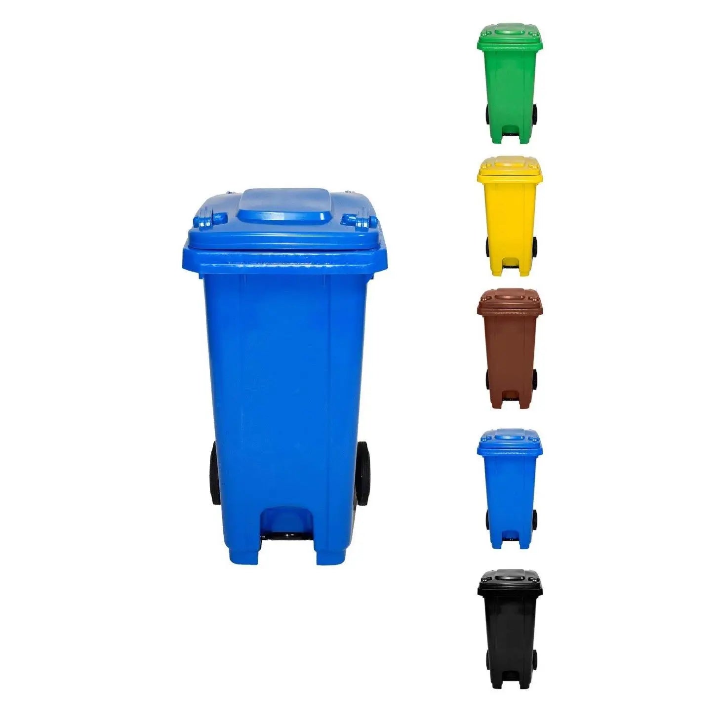 JARDIN202 - Cubo de Basura  120 Litros con Pedal y Ruedas |  Contenedor de Basura Robusto con PEDAL