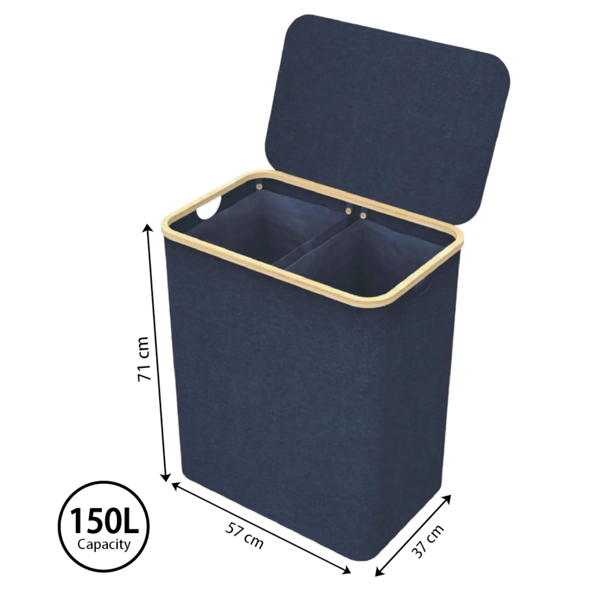 Cesto de Ropa Sucia de Bambú con Tapa y Asas: 72L o 100 L, 2 Clasificaciones, Plegable, Bolsa Interior Lavable a Máquina - Solución Elegante y Práctica para la Lavandería en tu Dormitorio ,Cubo Ropa Sucia. (CUBO002 1999