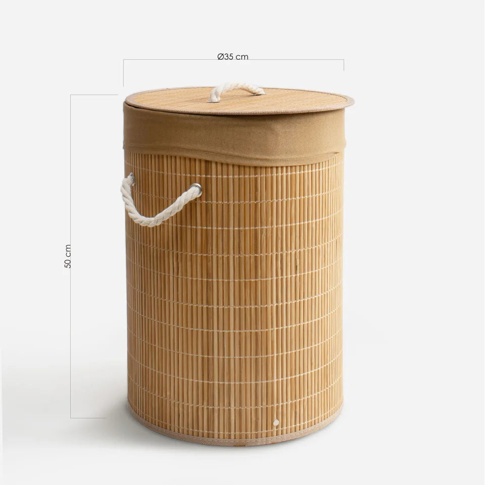 Cesto de Bambú con Tapa para la Ropa Sucia Compartimento Cubo Colada Lavanderia Plegable con Asa de Cuerda Cesta de Almacenamiento Organizador Cubierta Bolsa Extraíble Laundry Basket