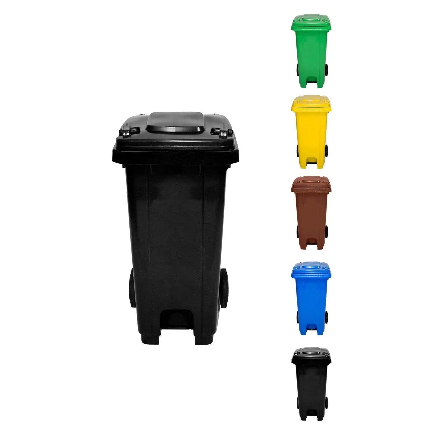 JARDIN202 - Cubo de Basura  120 Litros con Pedal y Ruedas |  Contenedor de Basura Robusto con PEDAL