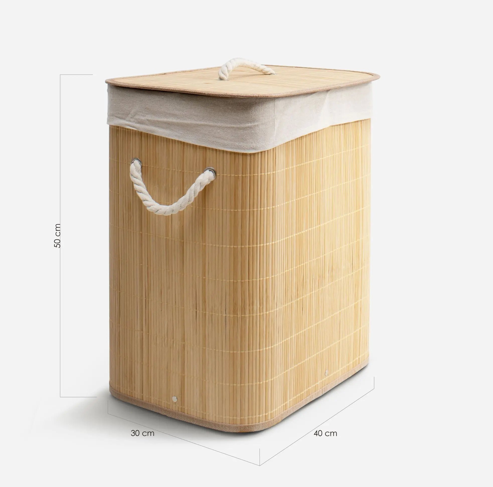Cesto de Bambú con Tapa para la Ropa Sucia Compartimento Cubo Colada Lavanderia Plegable con Asa de Cuerda Cesta de Almacenamiento Organizador Cubierta Bolsa Extraíble Laundry Basket