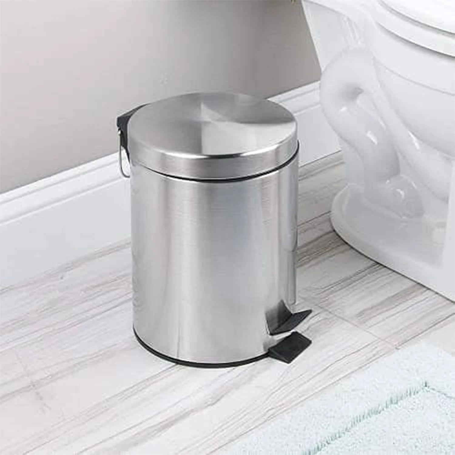 GREATOYAR Papelera Metal, Cubo de Basura con Pedal, Cubo de Basura de Acero Inocidable, Cubo de Basura con Reposapiés Antideslizante para Cocina, Baño, Oficina, 3 / 5 Litro