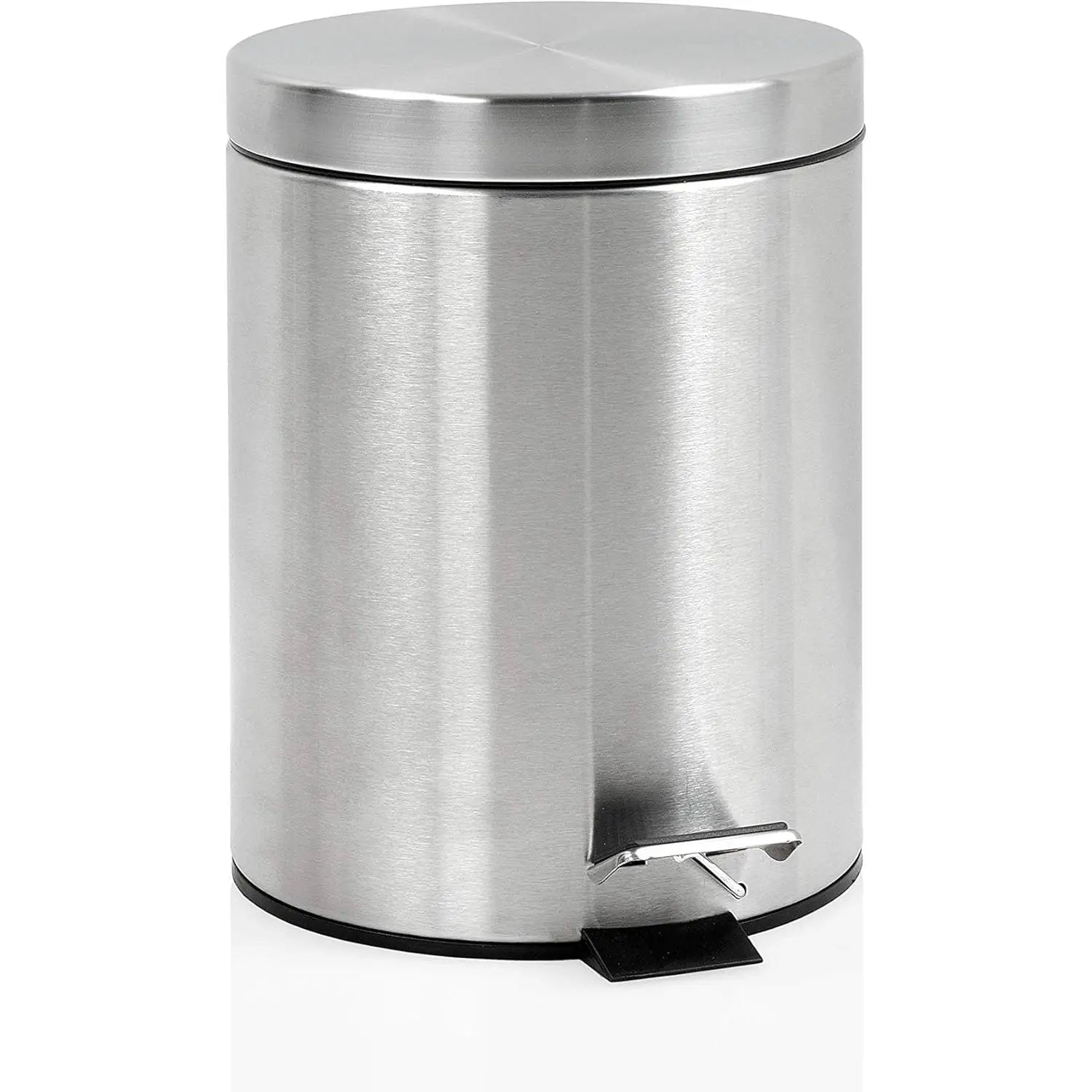 Papelera baño metal plateada, cubo de basura de 3L, 5L, 7L y 12L con pedal de acero inoxidable, papelera moderna de metal para baño con cubo interior de plástico.
