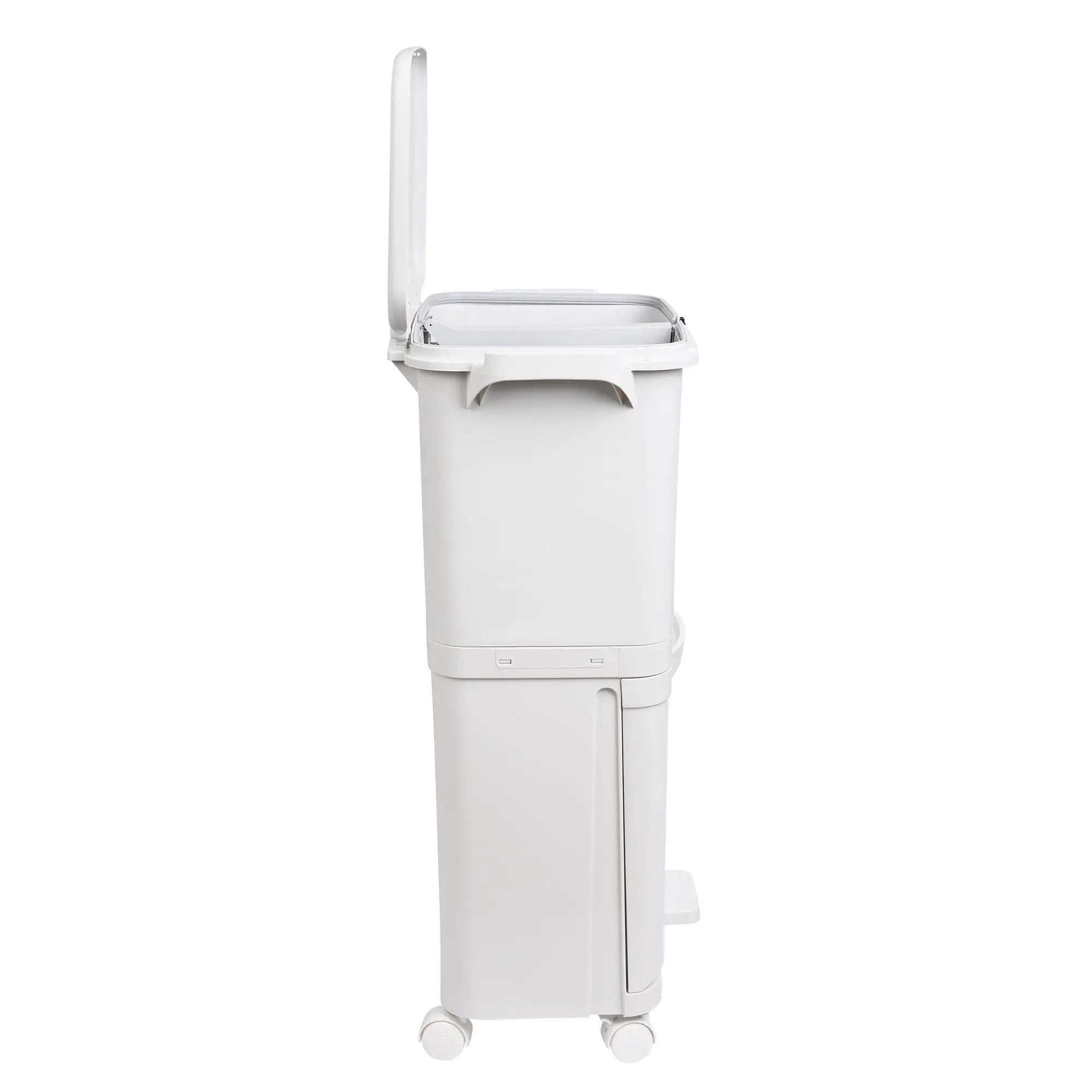 Papelera de reciclaje de clasificación selectiva con pedal, ruedas y asa de doble compartimentos de 38L (24L + 14L) o 42L (24L + 4L + 14L)