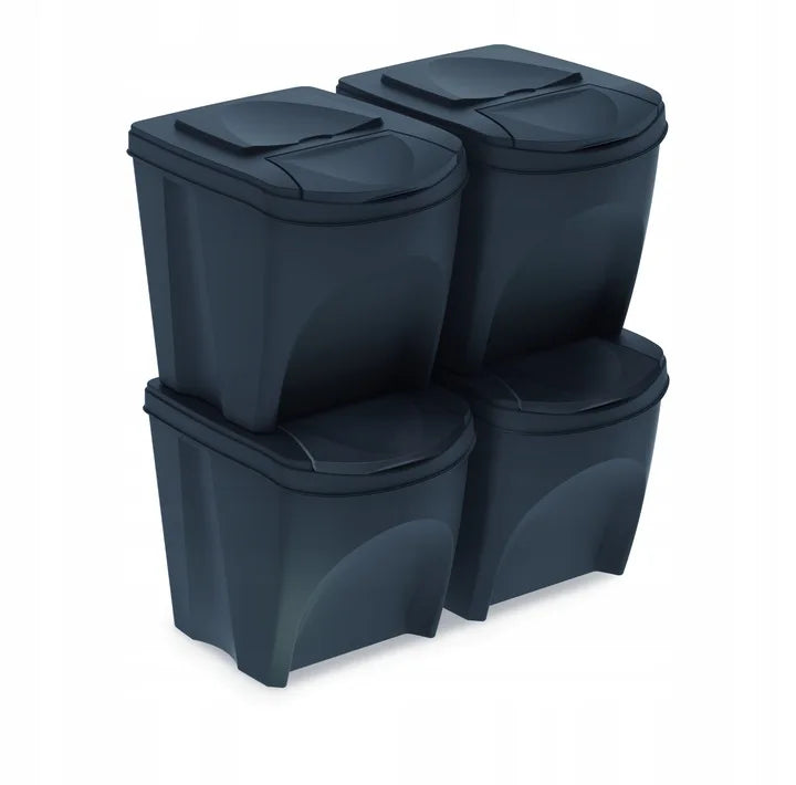 Juego de 4 cubos de reciclaje 100L Prosperplast Sortibox de plastico en color antracita