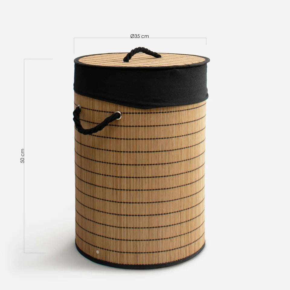Cesto de Bambú con Tapa para la Ropa Sucia Compartimento Cubo Colada Lavanderia Plegable con Asa de Cuerda Cesta de Almacenamiento Organizador Cubierta Bolsa Extraíble Laundry Basket