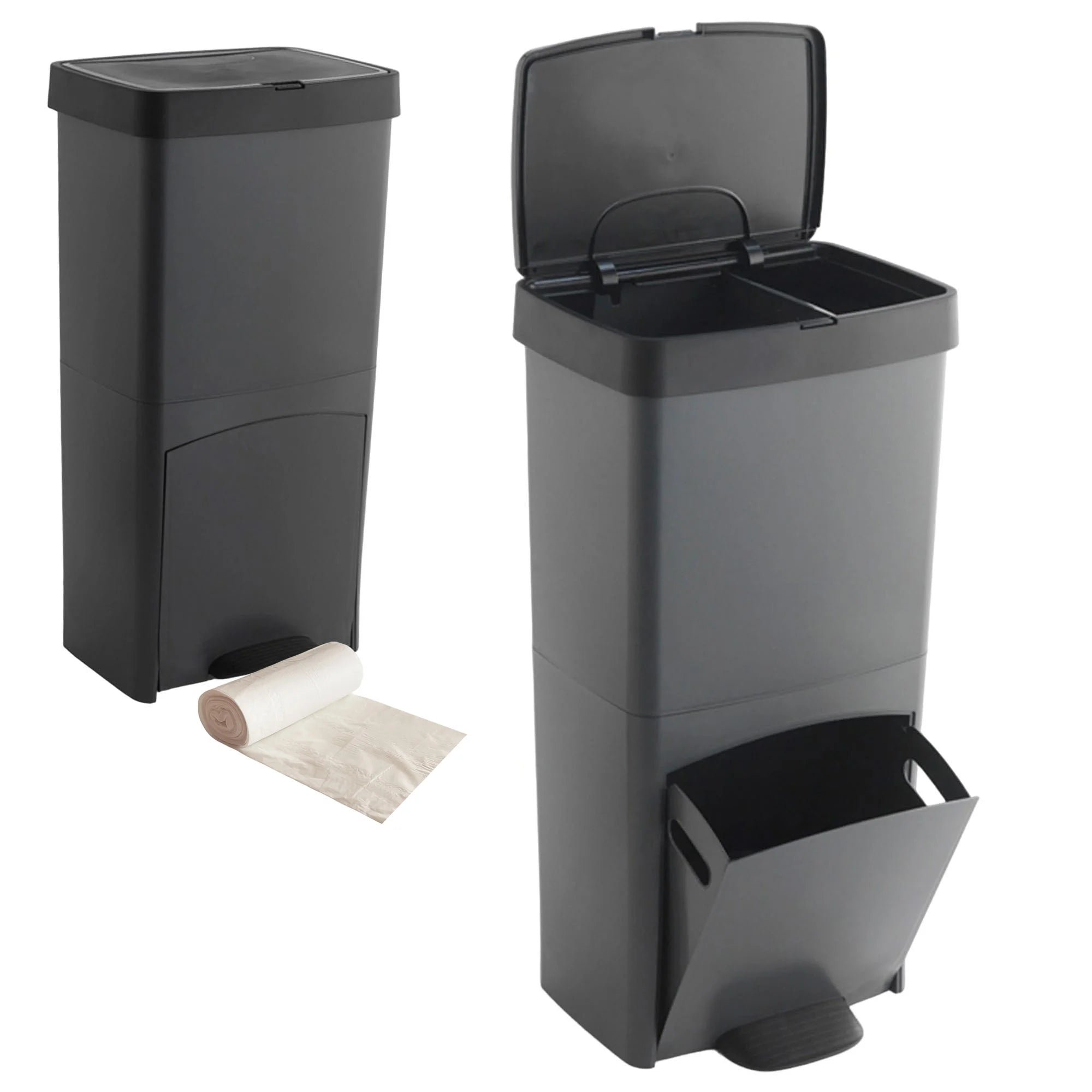 Cubo de Basura de Reciclaje Wellhome 70L Plástico 2 Aperturas