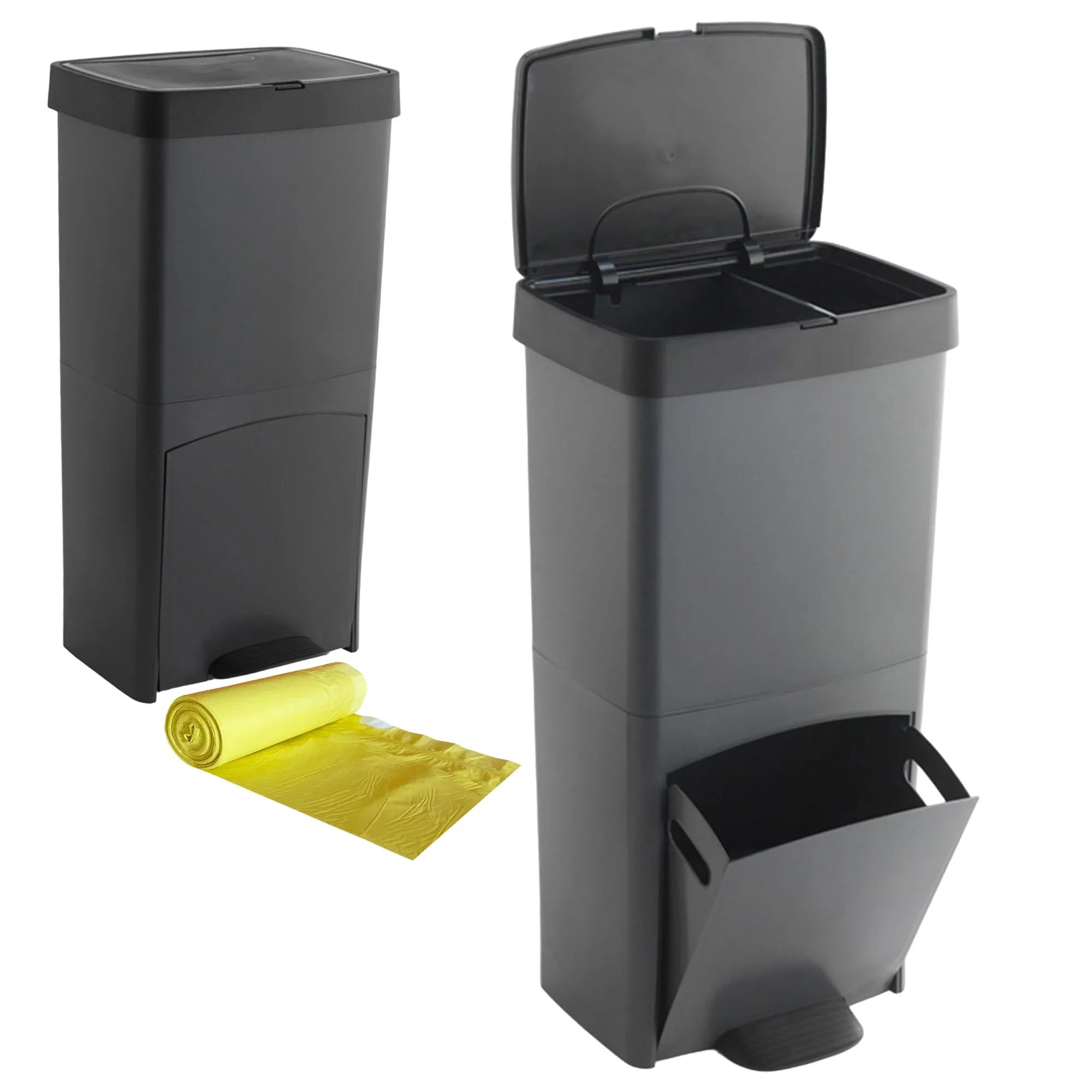 Cubo de Basura de Reciclaje Wellhome 70L Plástico 2 Aperturas