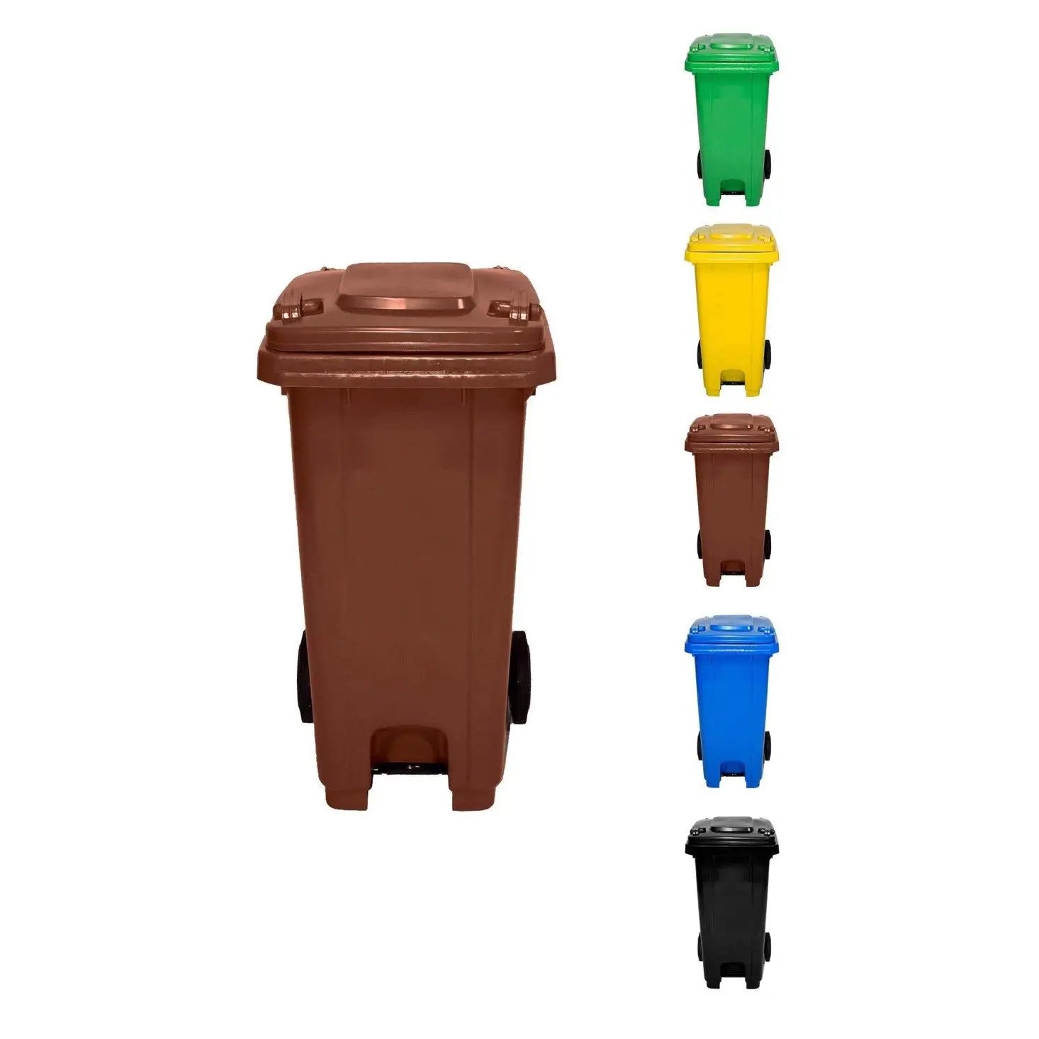 JARDIN202 - Cubo de Basura  120 Litros con Pedal y Ruedas |  Contenedor de Basura Robusto con PEDAL