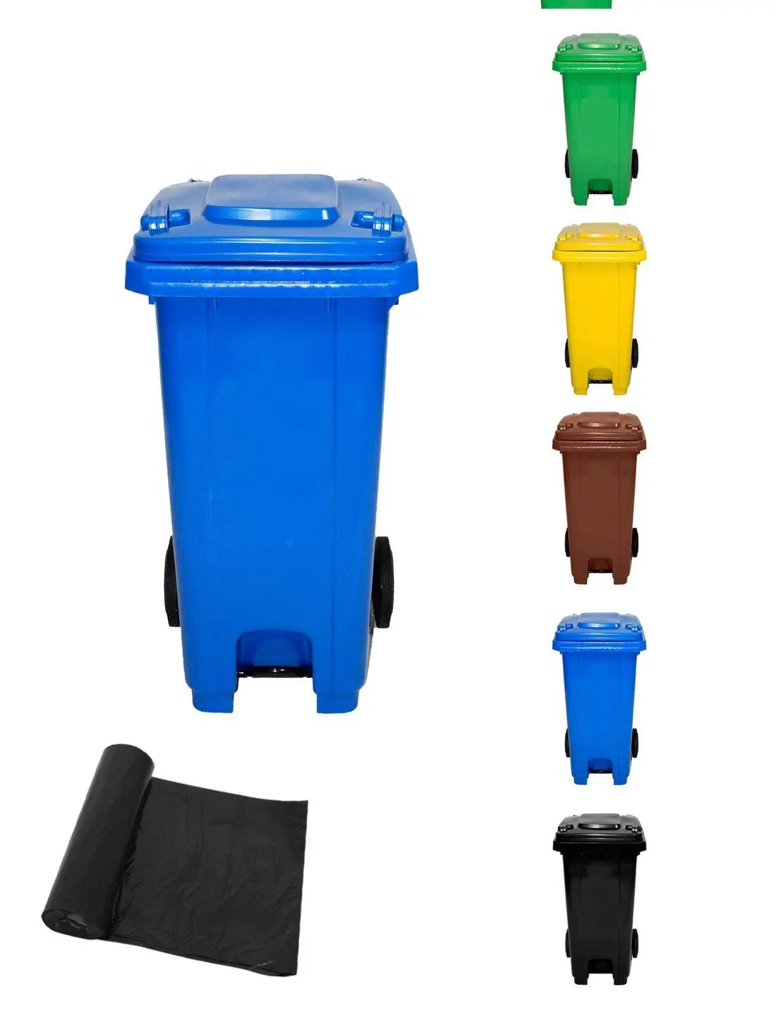 JARDIN202 - Cubo de Basura  120 Litros con Pedal y Ruedas |  Contenedor de Basura Robusto con PEDAL