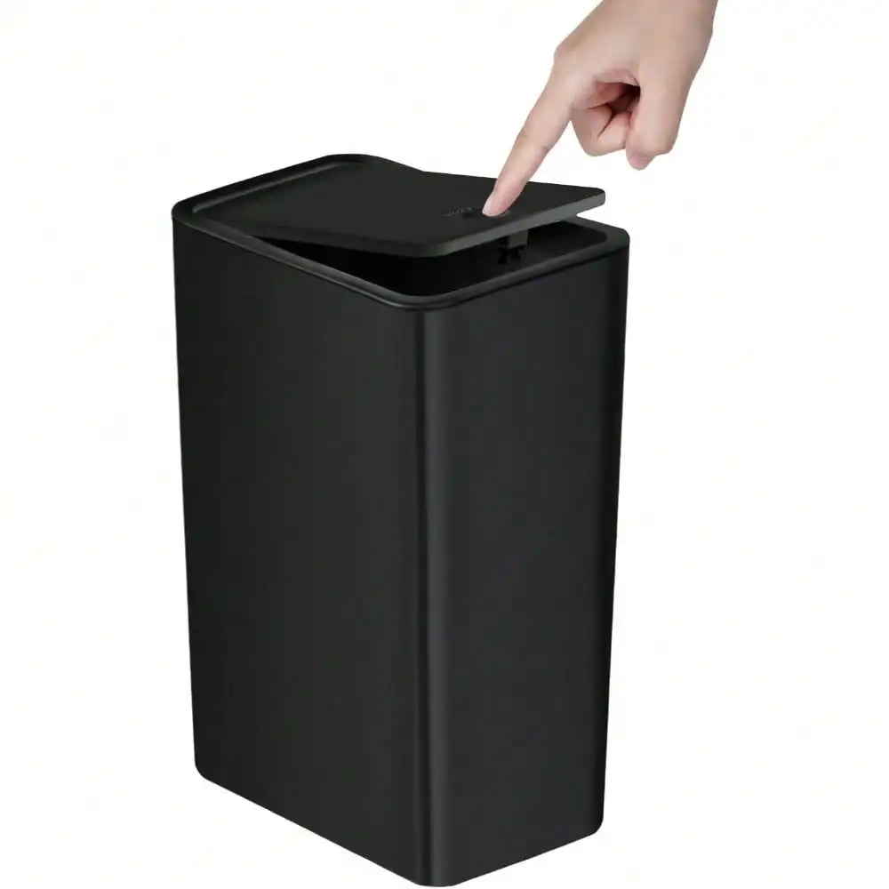 DECODEKO-Basurero de baño con tapa, cubo de basura delgado de 10 litros/2.6 galones, cesta de basura pequeña con tapa desplegable para cocina, dormitorio, sala de estar, oficina