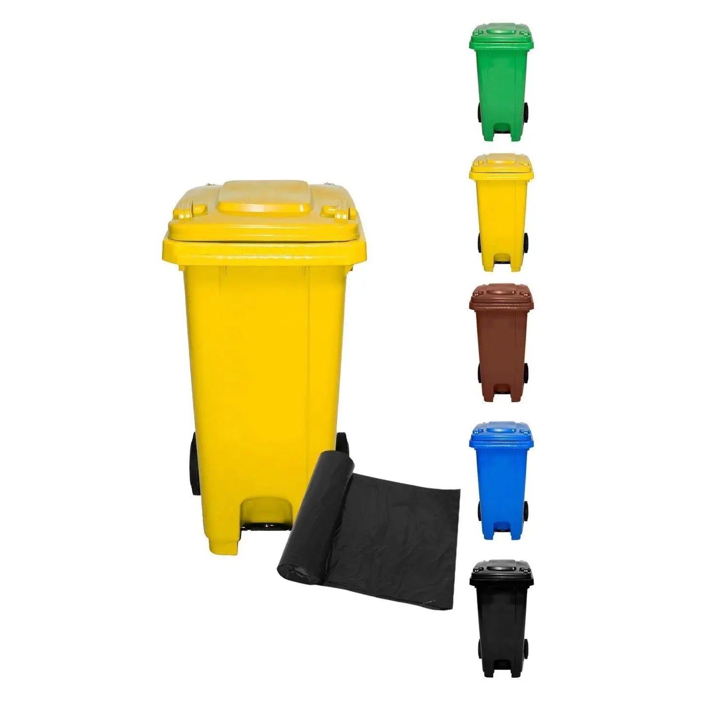 JARDIN202 - Cubo de Basura  120 Litros con Pedal y Ruedas |  Contenedor de Basura Robusto con PEDAL