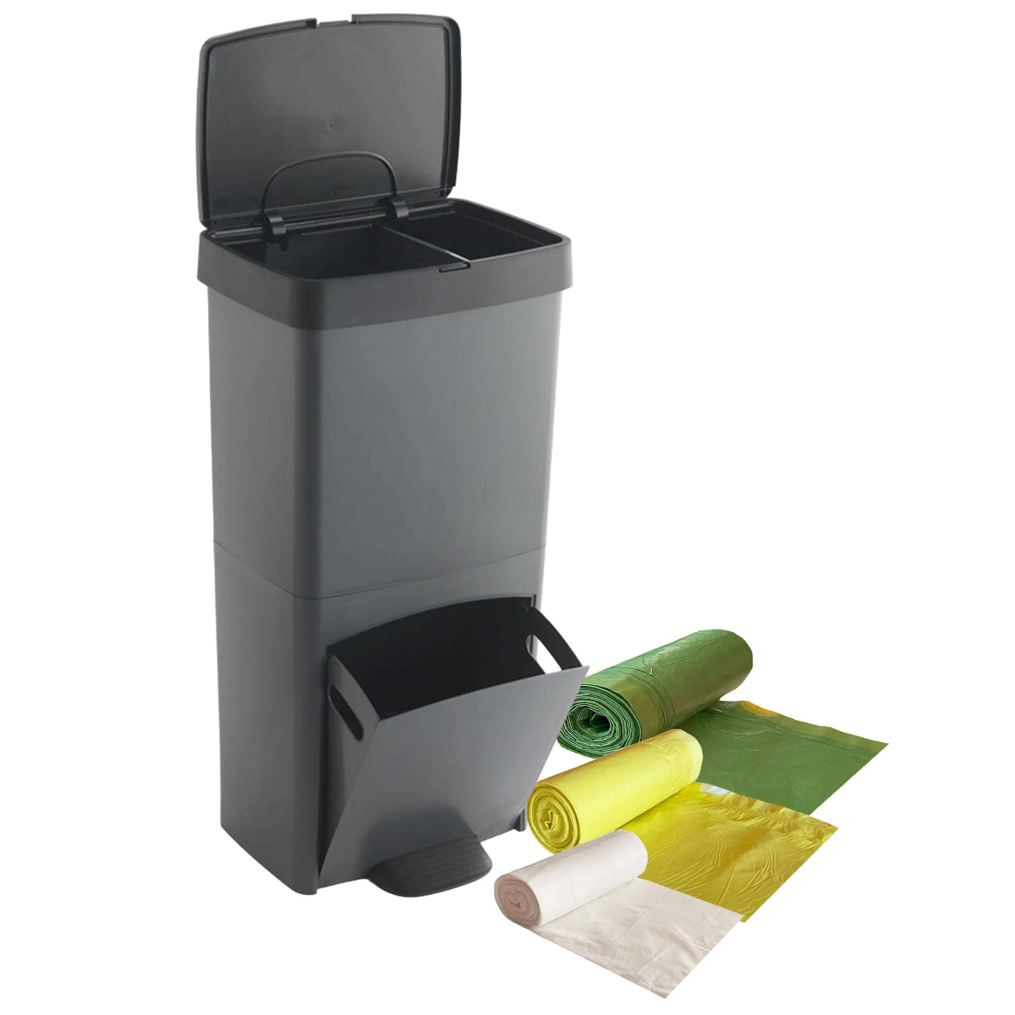 Cubo de Basura de Reciclaje Wellhome 70L Plástico 2 Aperturas