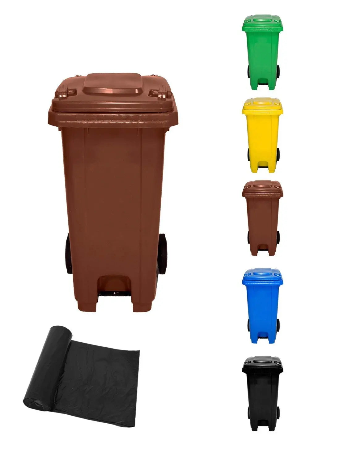 JARDIN202 - Cubo de Basura  120 Litros con Pedal y Ruedas |  Contenedor de Basura Robusto con PEDAL