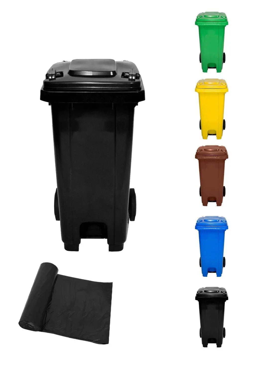 JARDIN202 - Cubo de Basura  120 Litros con Pedal y Ruedas |  Contenedor de Basura Robusto con PEDAL