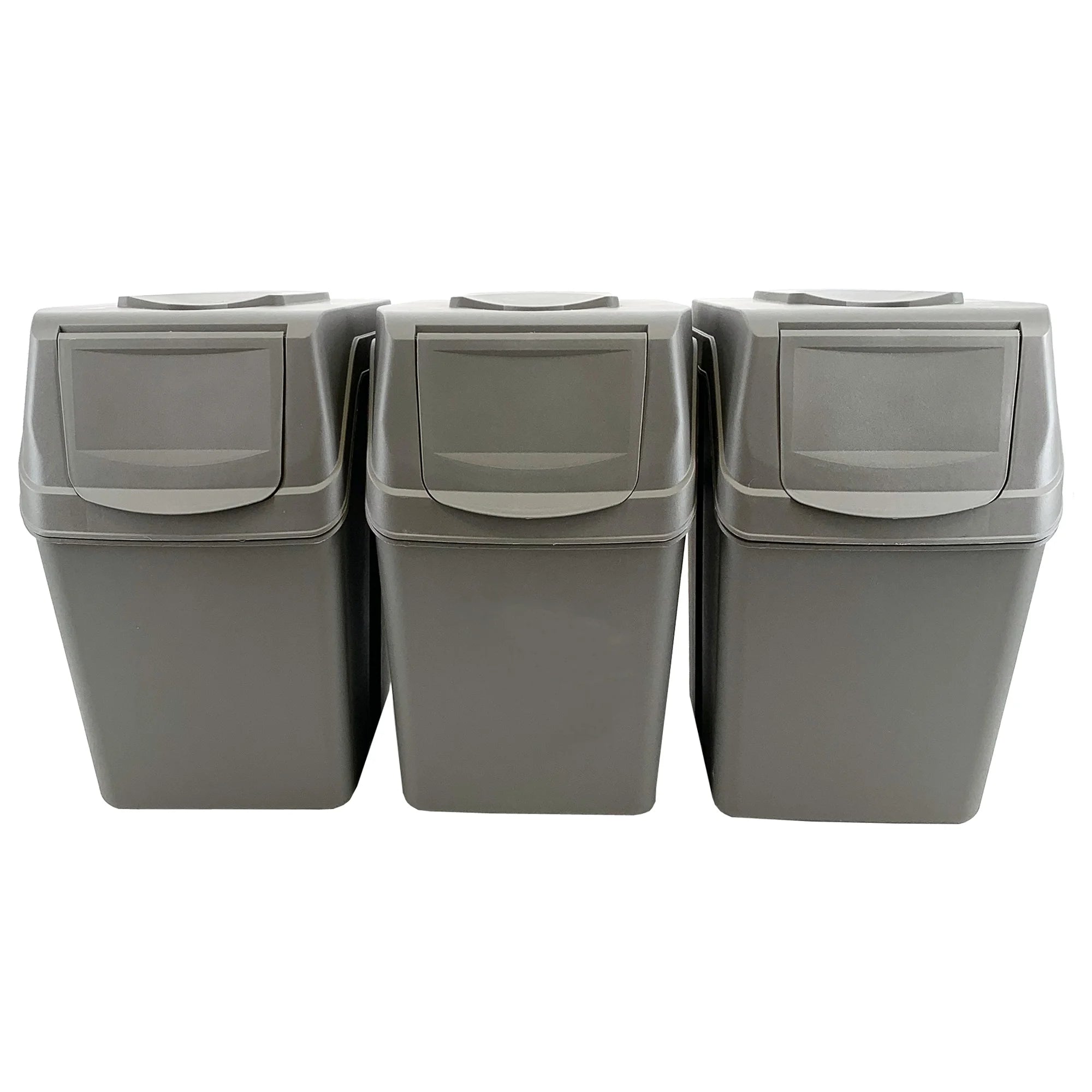 Prosperplast Juego de 3 Cubos de Reciclaje 75 Litros Gris | Ahorro de Espacio