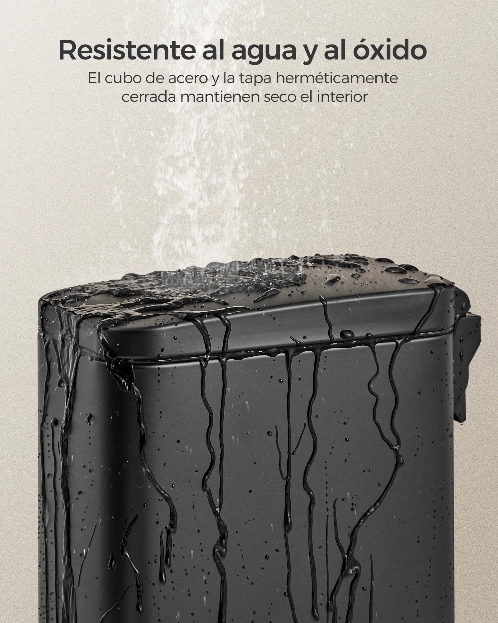 SONGMICS Cubo de Baño, Cubo Basura Pequeño de 5 L con Tapa, Cubo de Inodoro con Pedal, Delgada para Espacios Pequeños, Acero, Cierre Suave, Negro/Blanco/Plata