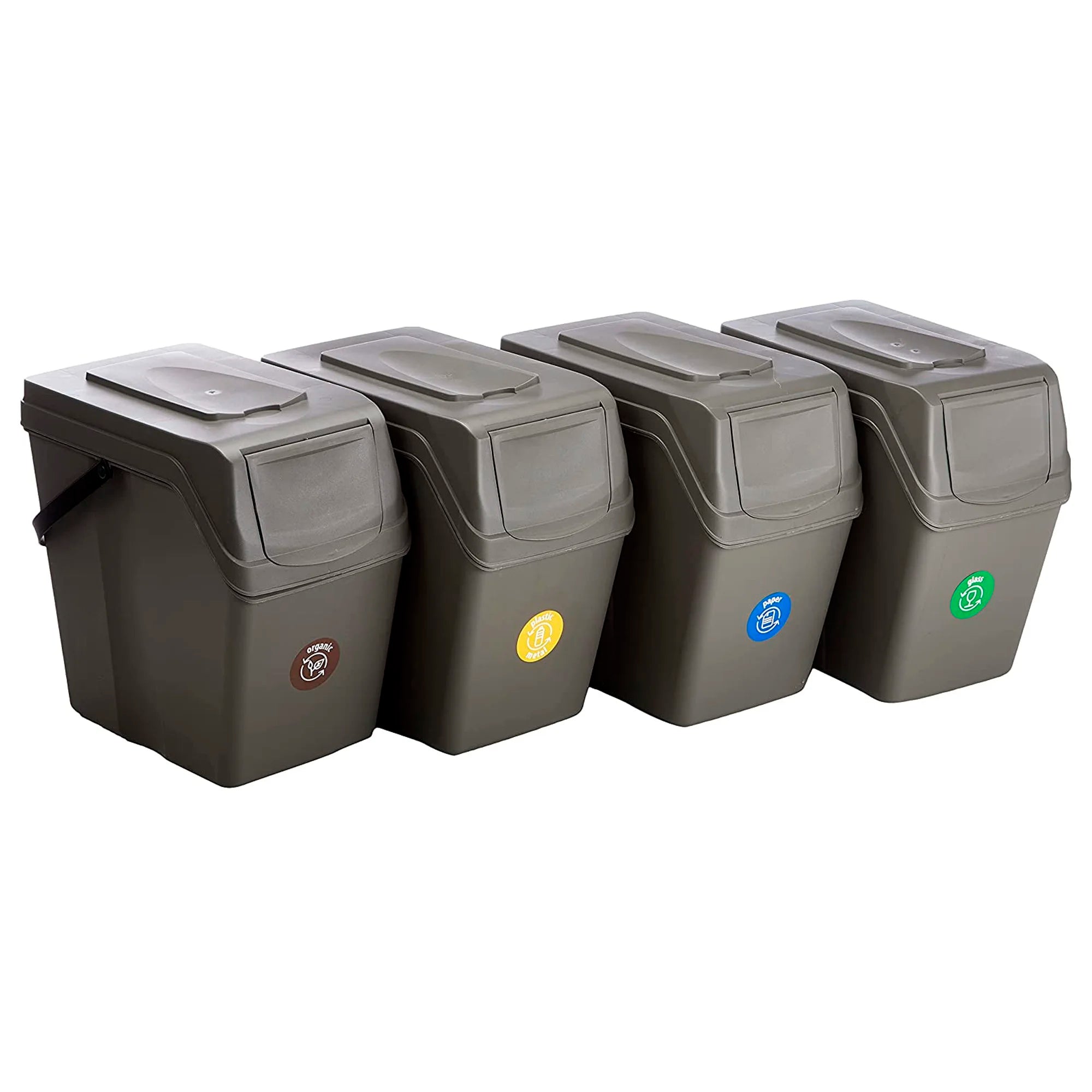 Juego de 4 cubos de reciclaje 100L PROSPERPLAST Sortibox de plastico en color gris