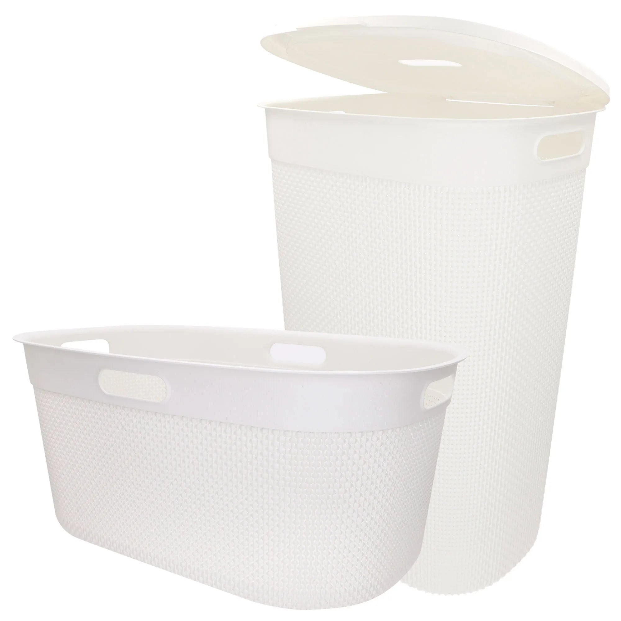 Curver - Cesto de ropa sucia multiusos, marrón, blanco o gris, asas laterales, resistente al agua y fácil de limpiar, plástico reciclado, cesta colada, diseño moderno y elegante, accesorios de hogar, limpieza y orden