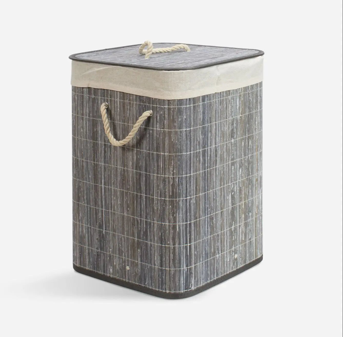 Cesto de Bambú con Tapa para la Ropa Sucia Compartimento Cubo Colada Lavanderia Plegable con Asa de Cuerda Cesta de Almacenamiento Organizador Cubierta Bolsa Extraíble Laundry Basket