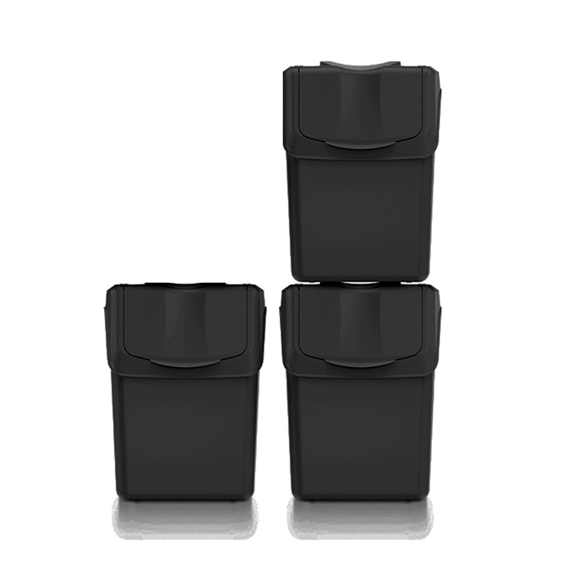 Set de 3 cubos de basura KEDEN SORTIBOX para reciclado, blanco roto, volumen 3x20L