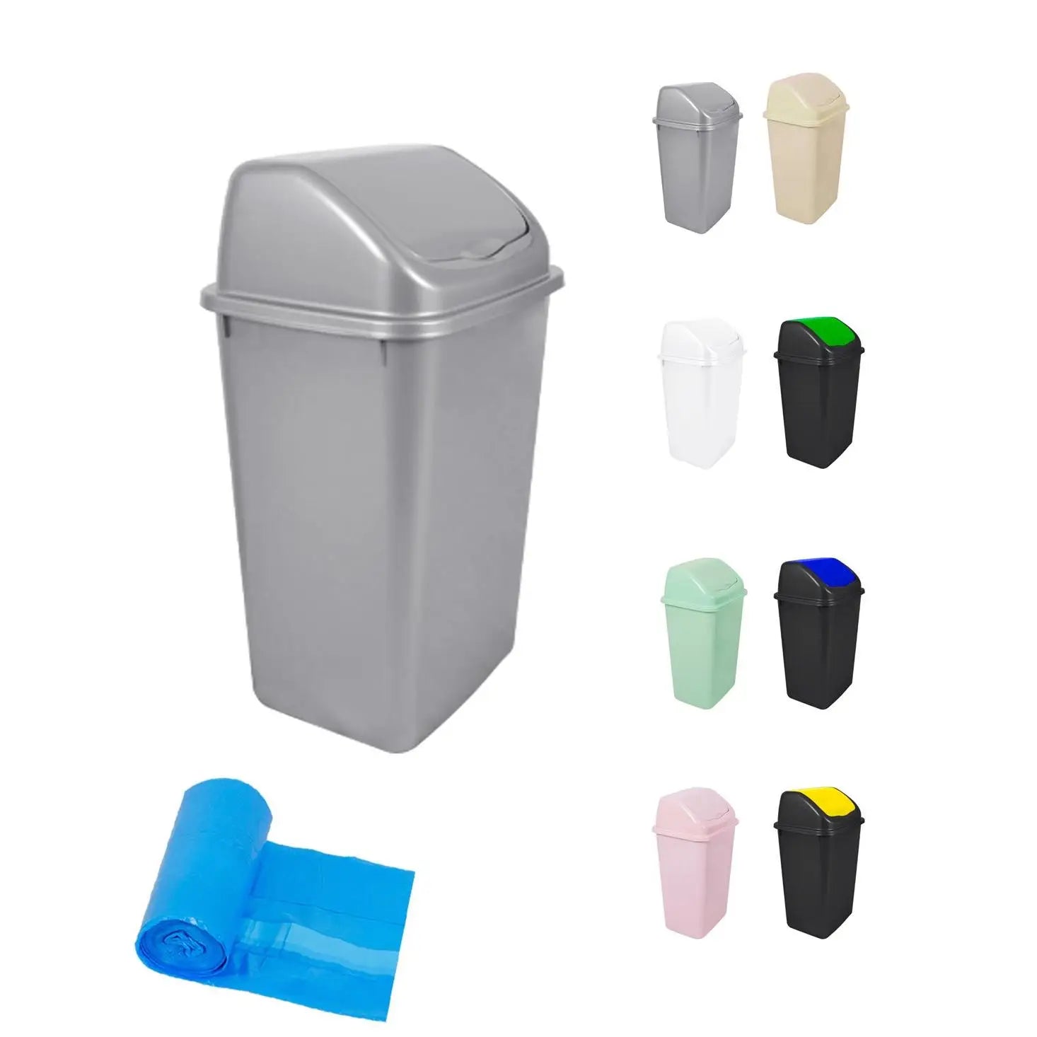 JARDIN202 - Cubo de Basura con Tapadera Basculante - 30/50 Litros - Ideal para Hogar y Oficina