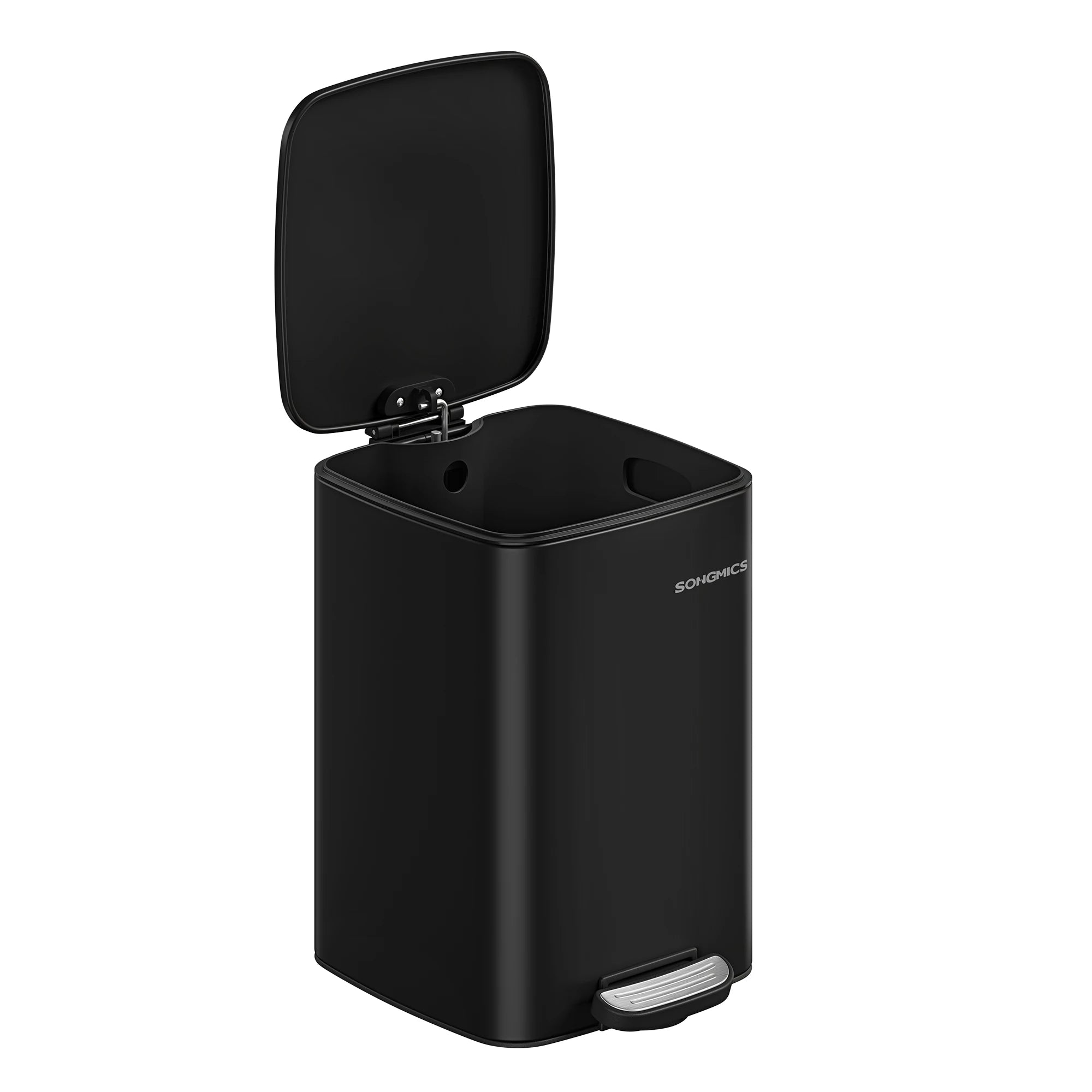 SONGMICS Cubo de Basura, Cubo de Basura de 20/30 L, Cubo de Basura de Cocina de Acero Inoxidable, con Cubo Interior, Cierre Suave y Permanece Abierto, Beige Arena/Negro Tinta/Plata Metálico/Azul Medianoche/Blanco Nube