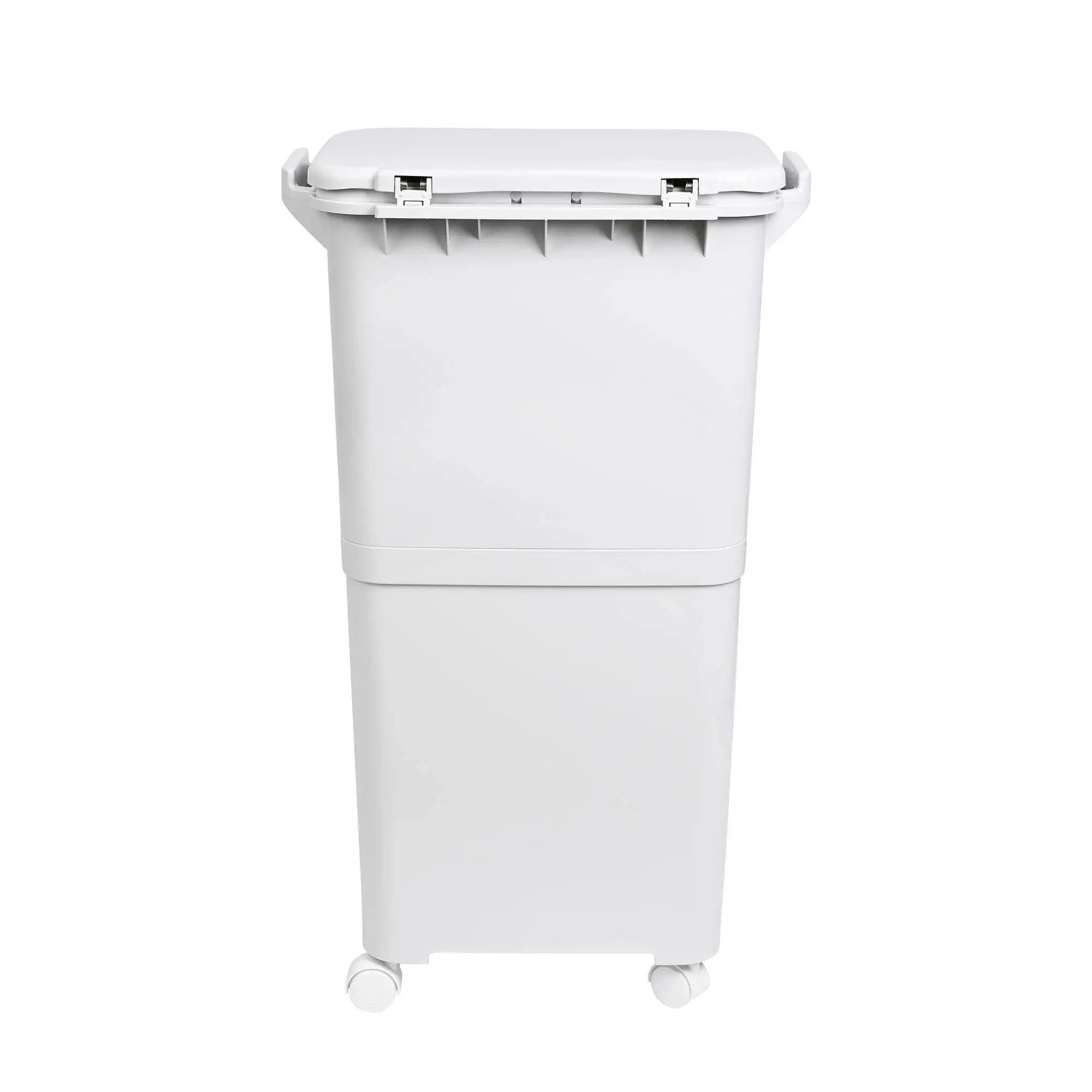 Papelera de reciclaje de clasificación selectiva con pedal, ruedas y asa de doble compartimentos de 38L (24L + 14L) o 42L (24L + 4L + 14L)