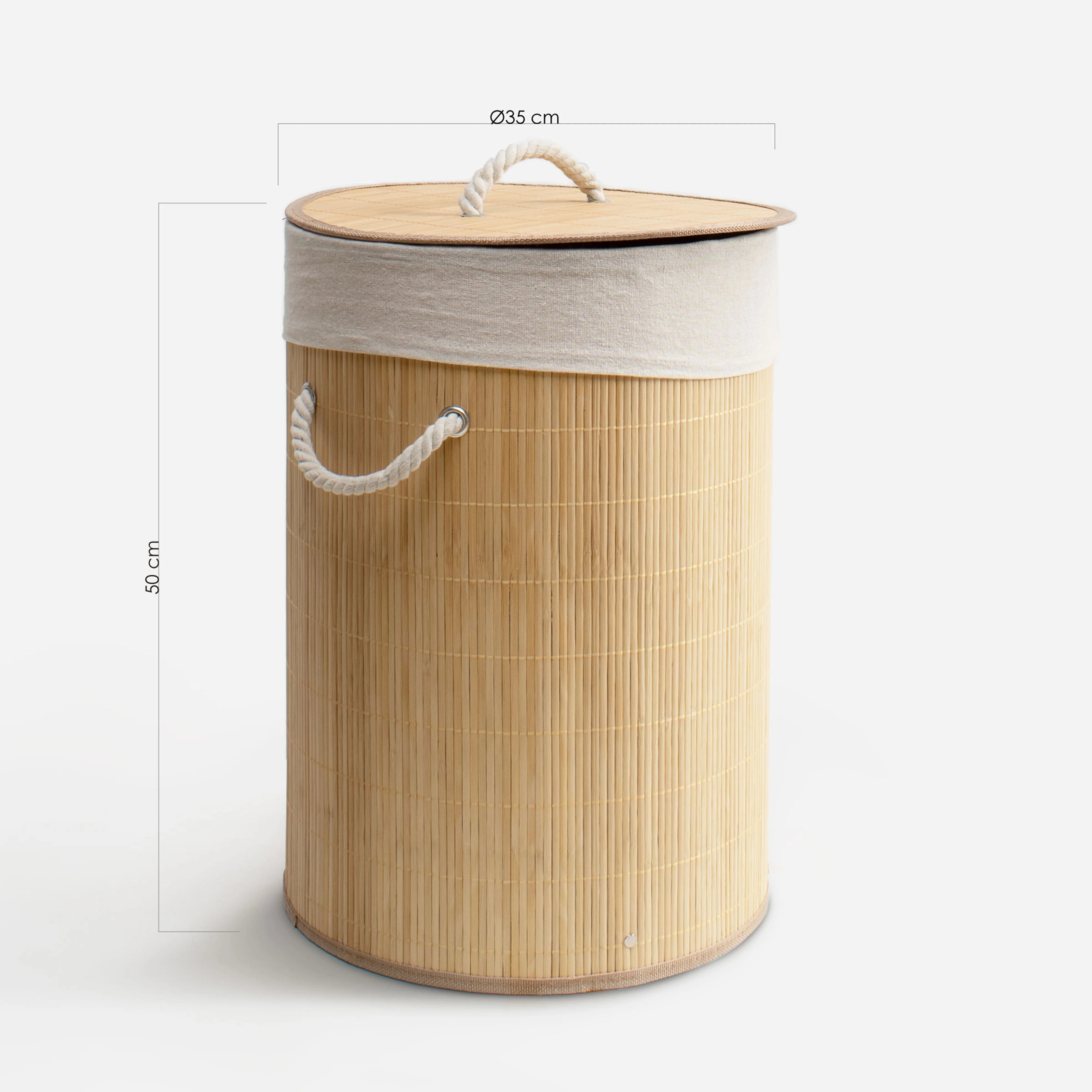 Cesto de Bambú con Tapa para la Ropa Sucia Compartimento Cubo Colada Lavanderia Plegable con Asa de Cuerda Cesta de Almacenamiento Organizador Cubierta Bolsa Extraíble Laundry Basket