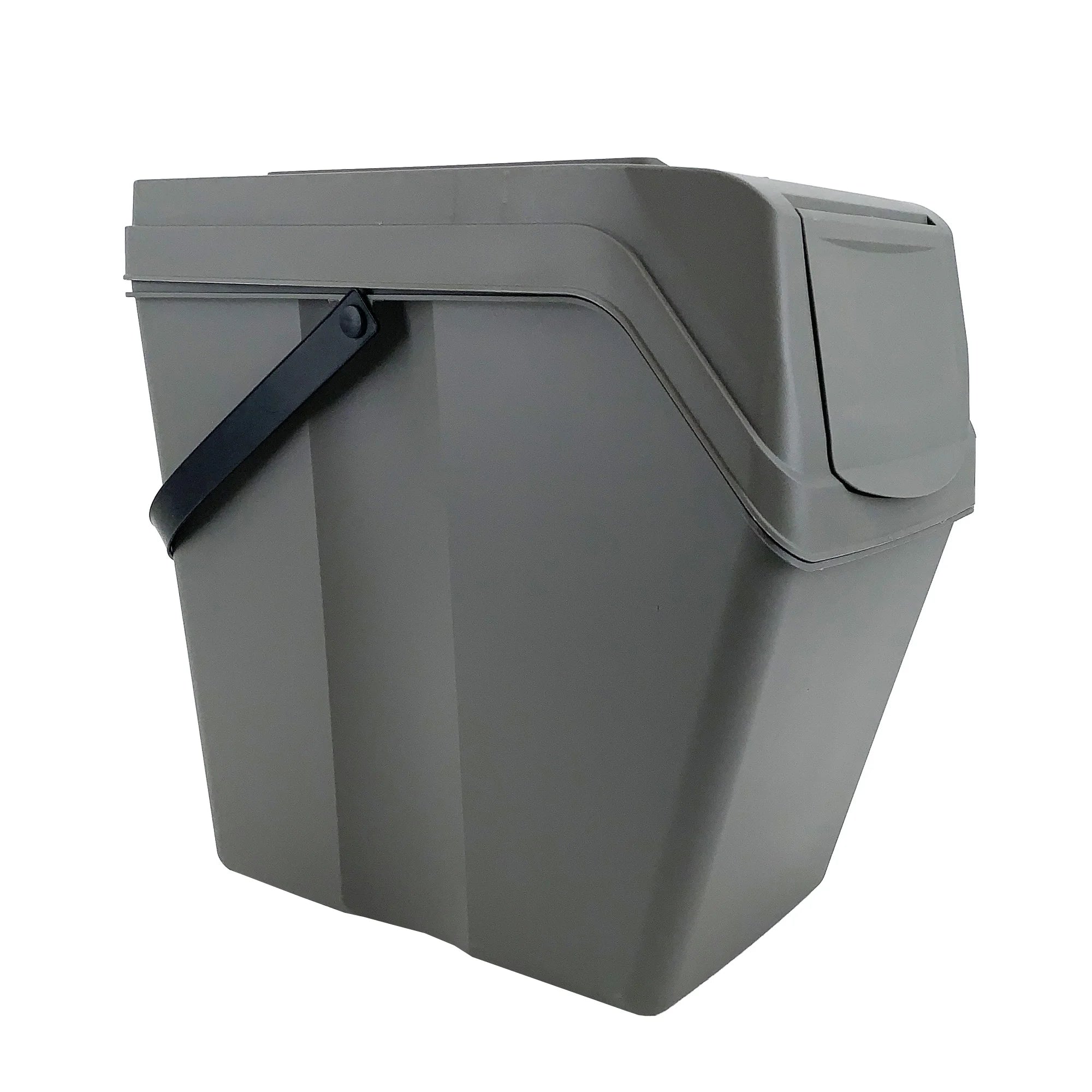 Prosperplast Juego de 3 Cubos de Reciclaje 75 Litros Gris | Ahorro de Espacio