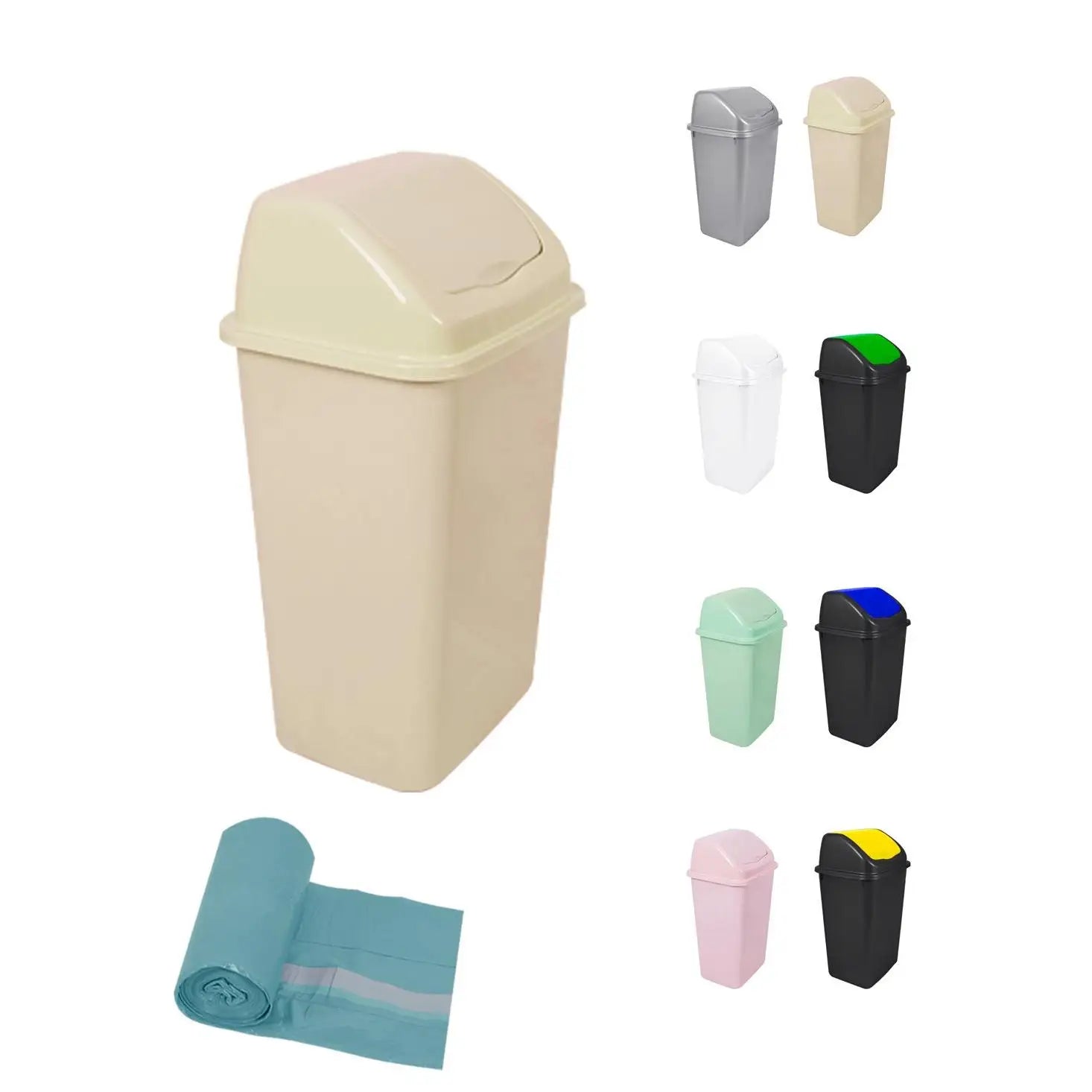 JARDIN202 - Cubo de Basura con Tapadera Basculante - 30/50 Litros - Ideal para Hogar y Oficina