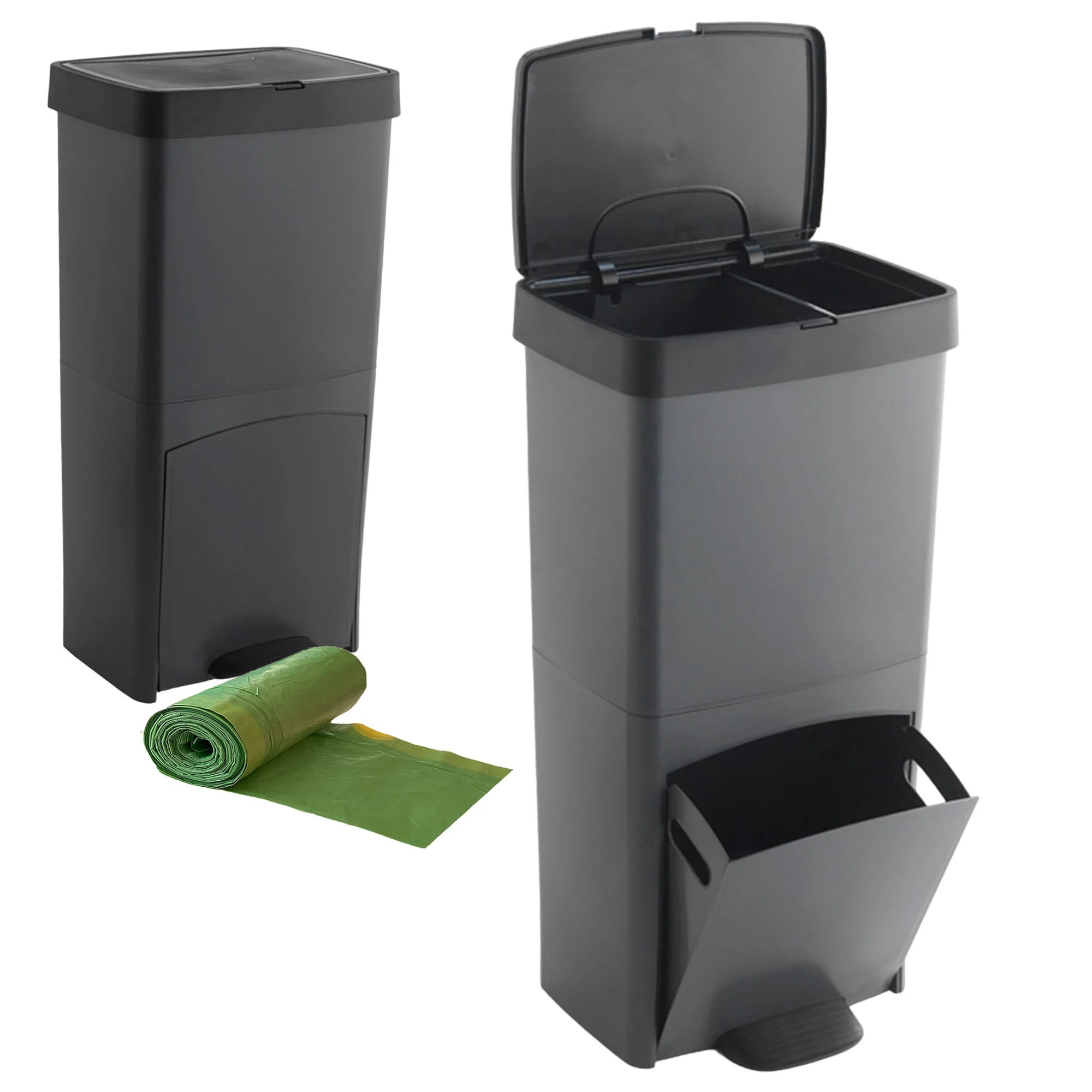 Cubo de Basura de Reciclaje Wellhome 70L Plástico 2 Aperturas