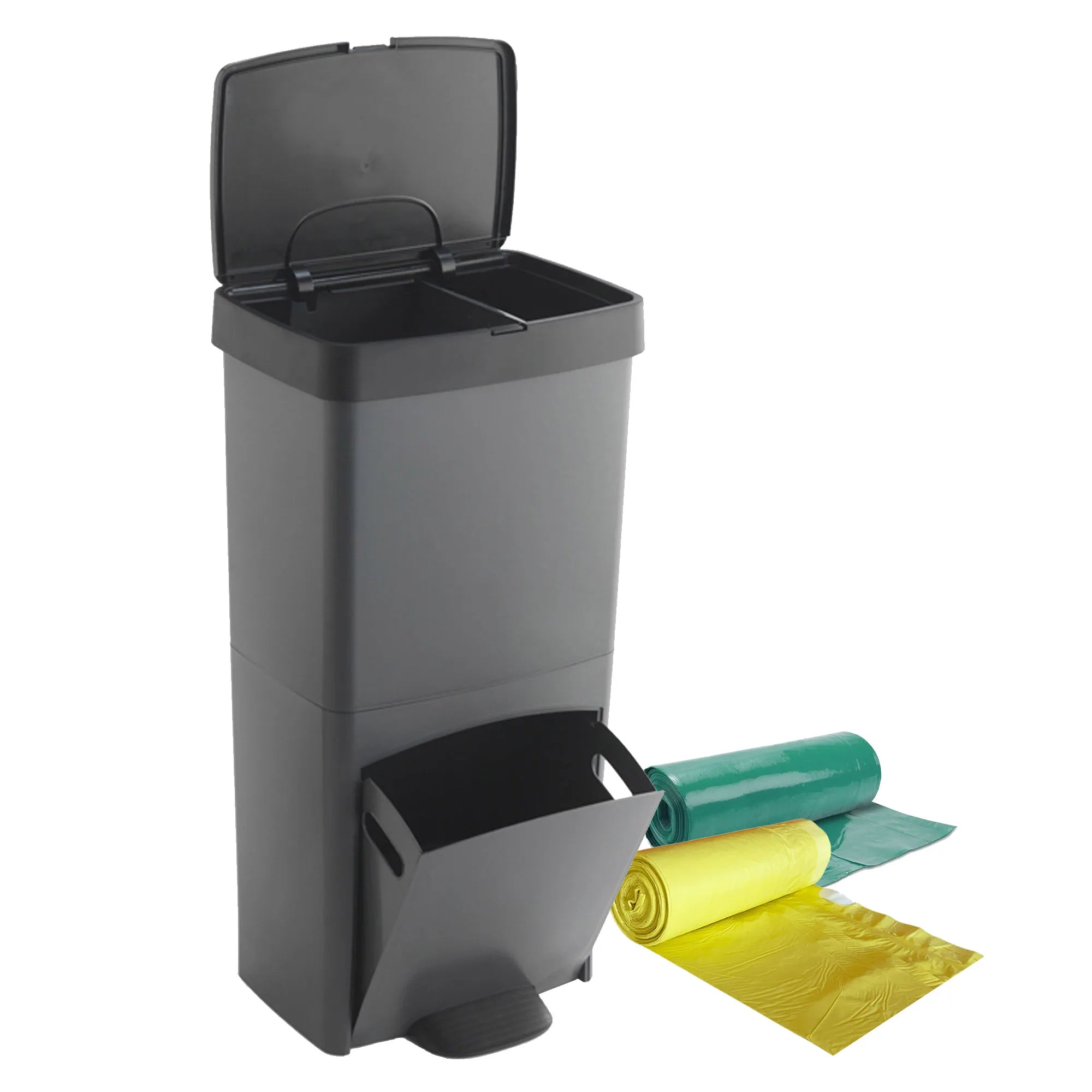 Cubo de Basura de Reciclaje Wellhome 70L Plástico 2 Aperturas