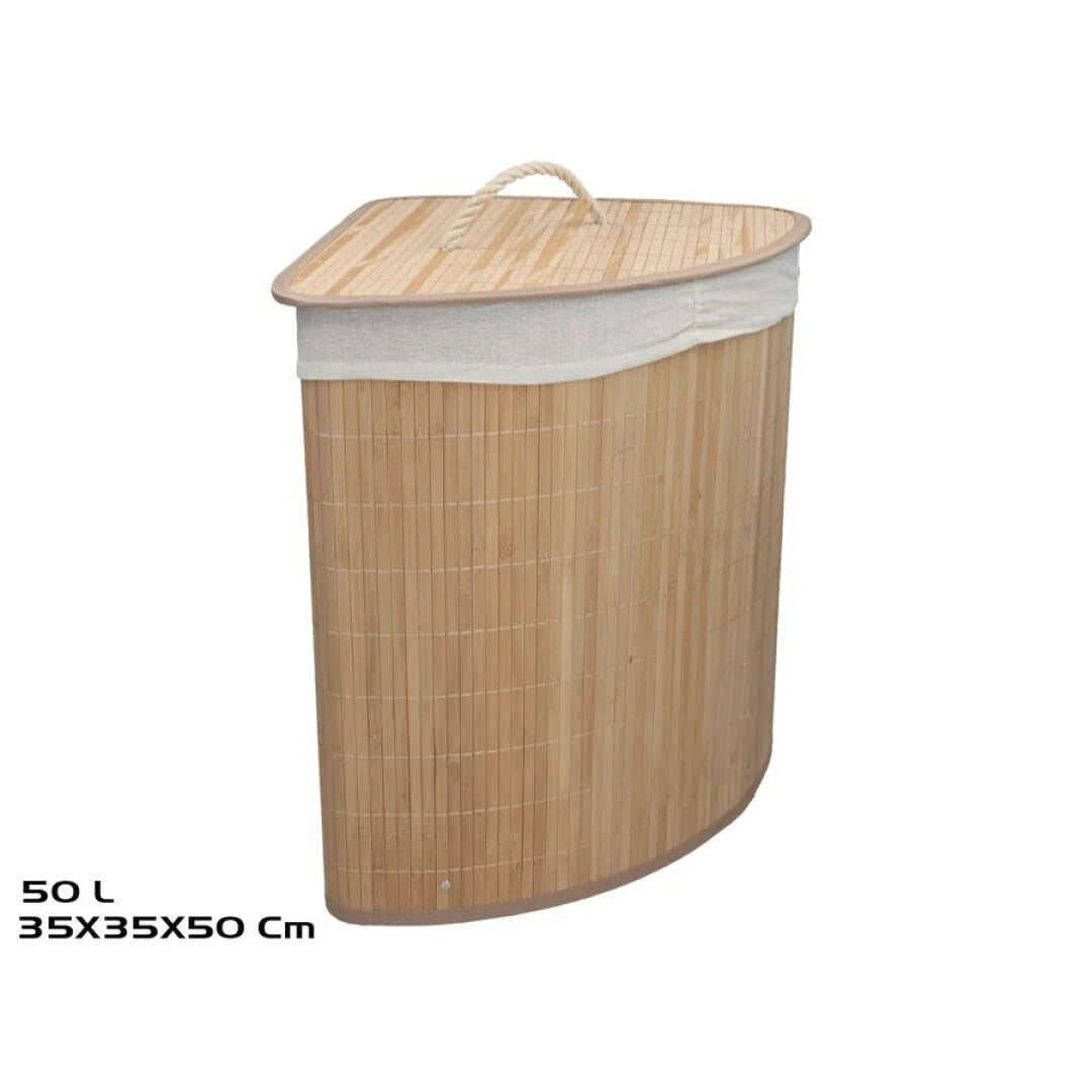 Gissed-Cesta de Ropa Sucia de Bambú para Esquina - 50L - Elegancia y Espacio