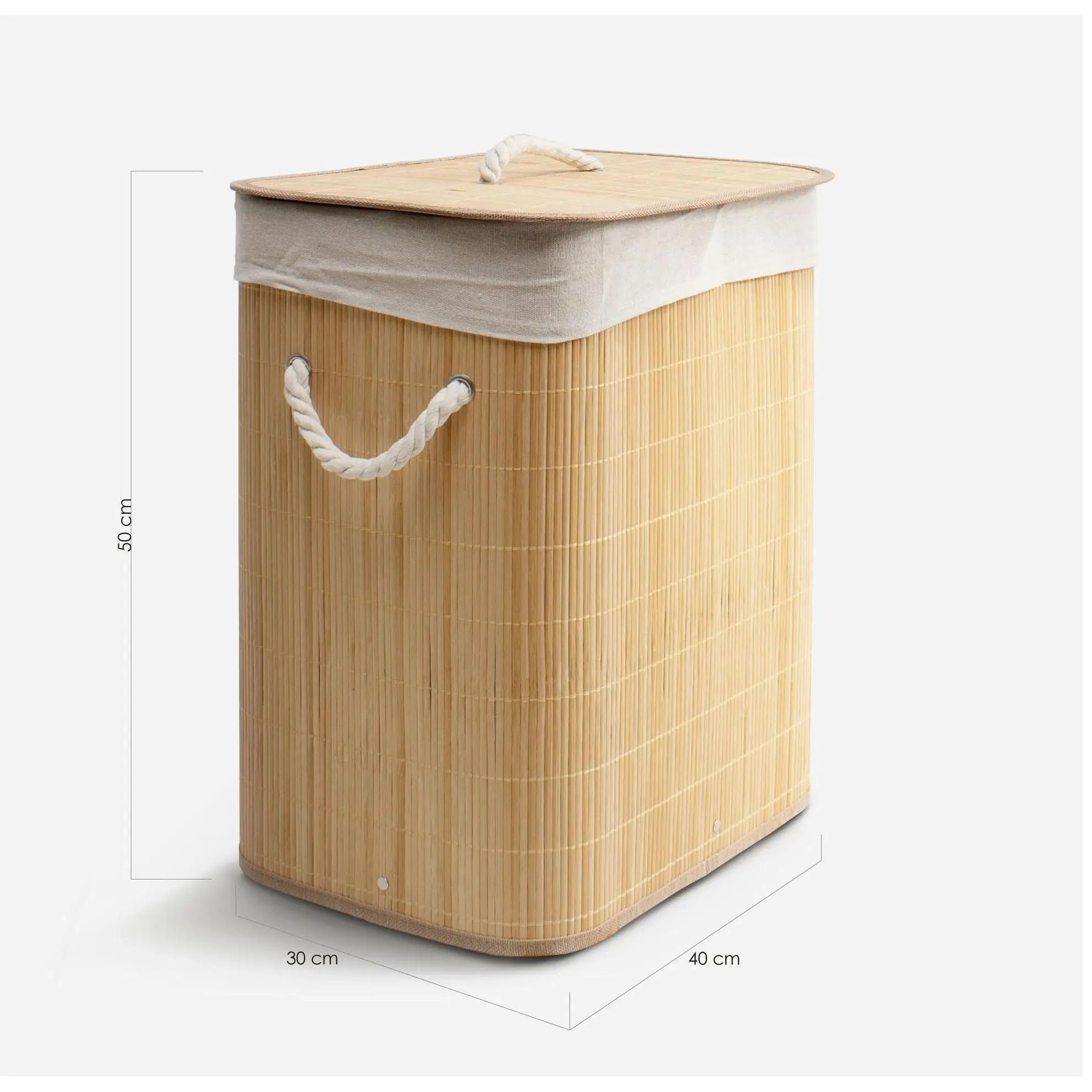 Cesto de Bambú con Tapa para la Ropa Sucia Compartimento Cubo Colada Lavanderia Plegable con Asa de Cuerda Cesta de Almacenamiento Organizador Cubierta Bolsa Extraíble Laundry Basket
