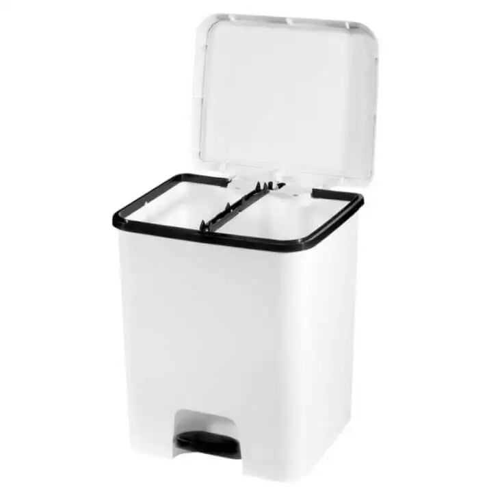Cubo de Basura con Pedal y Separador 52 Litros GSC Evolution - Blanco y Negro